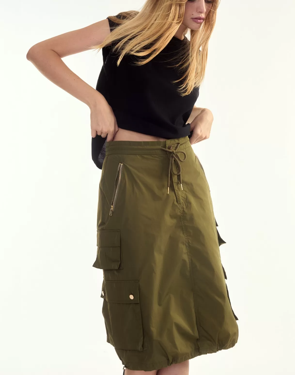 Bottoms-Cynthia Rowley Deep Pockets Skirt DRKGR