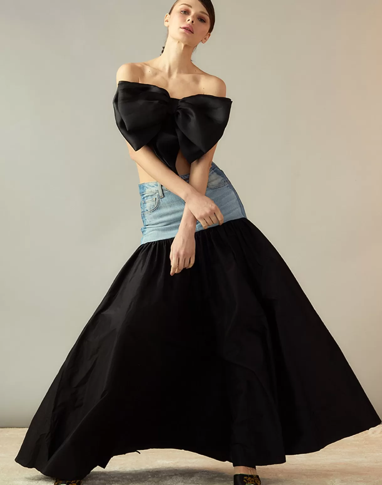 Bottoms-Cynthia Rowley Denim Taffeta Skirt BLACK