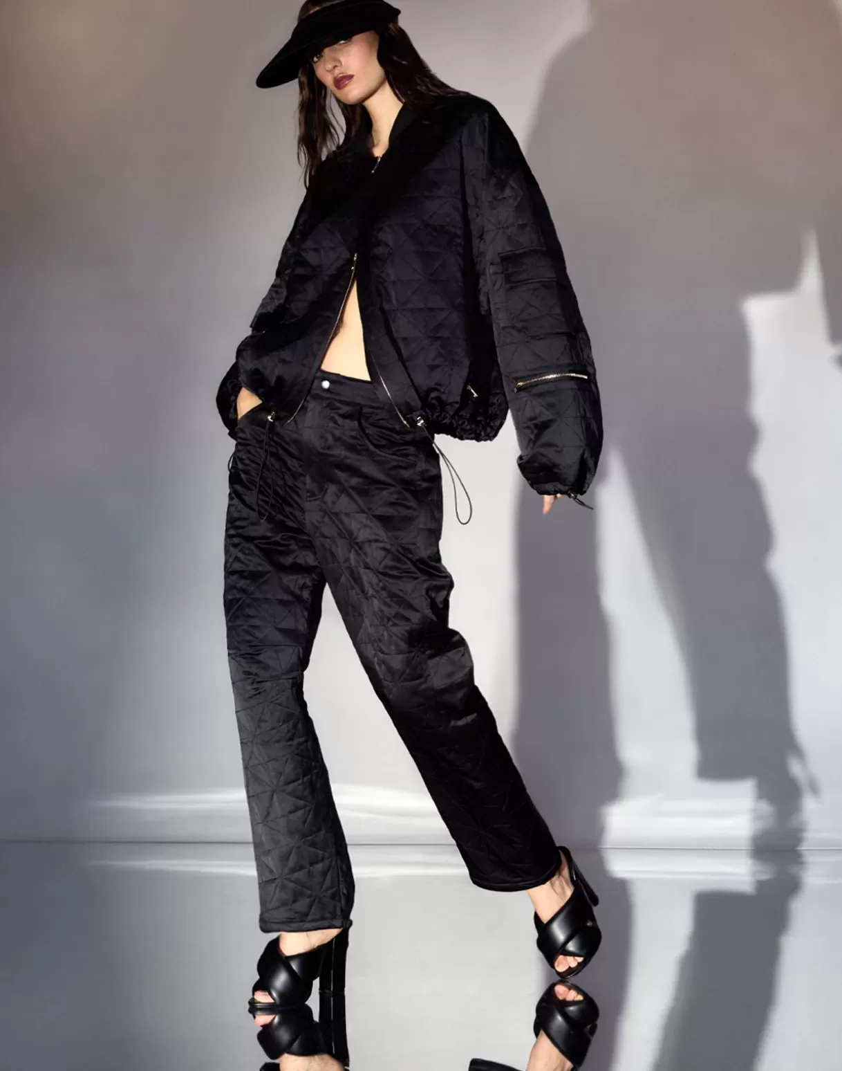 Bottoms-Cynthia Rowley Downtown Quilted Horseshoe Pant BLACK