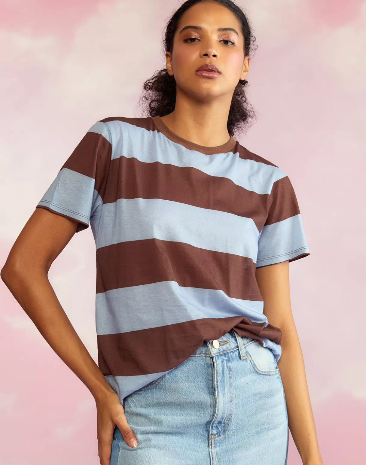 Tops-Cynthia Rowley Everyday Striped Tee BLUBRW
