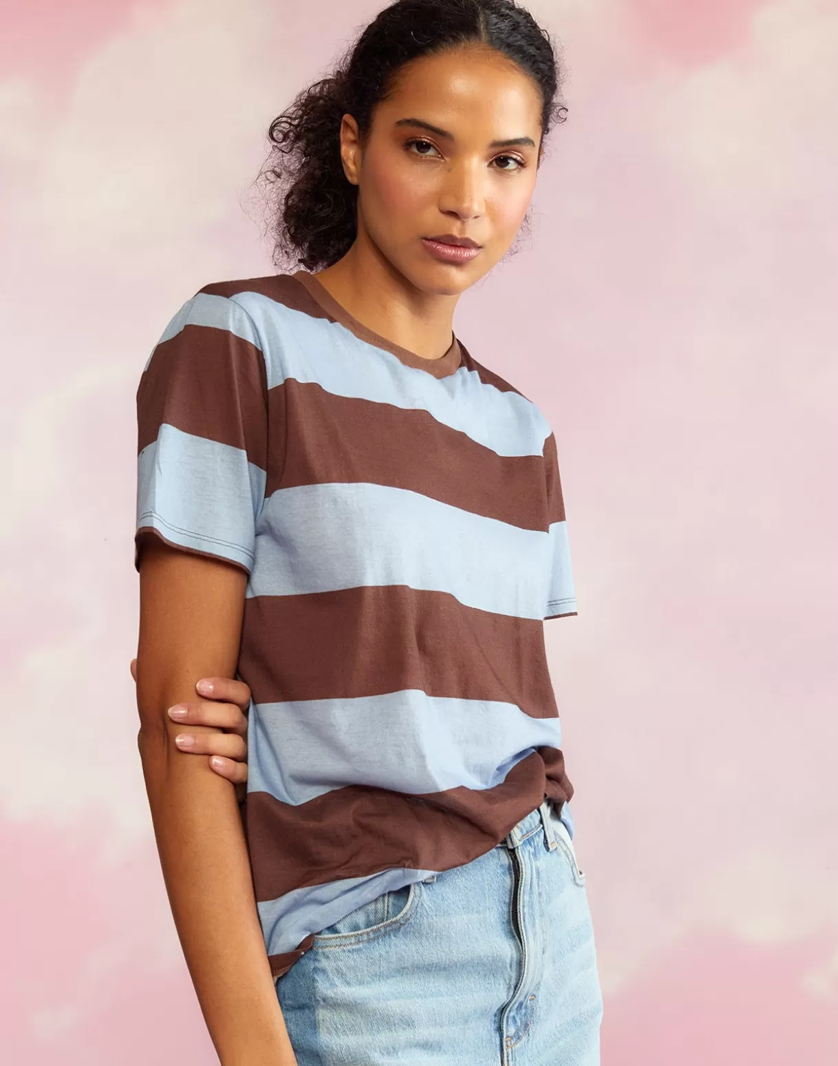 Tops-Cynthia Rowley Everyday Striped Tee BLUBRW