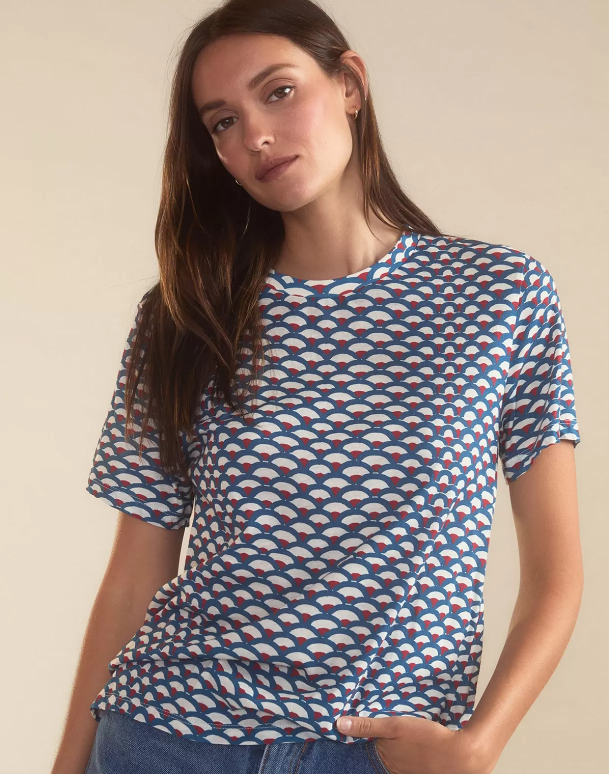 Tops-Cynthia Rowley Fanfare Tee NVYWHT