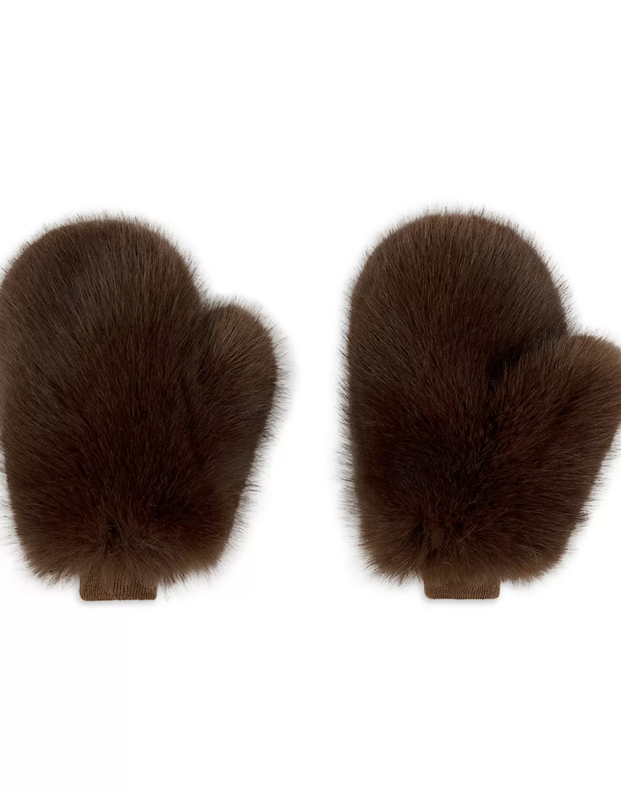 Accessories | Accessories-Cynthia Rowley Faux Fur Oversized Mittens Brown