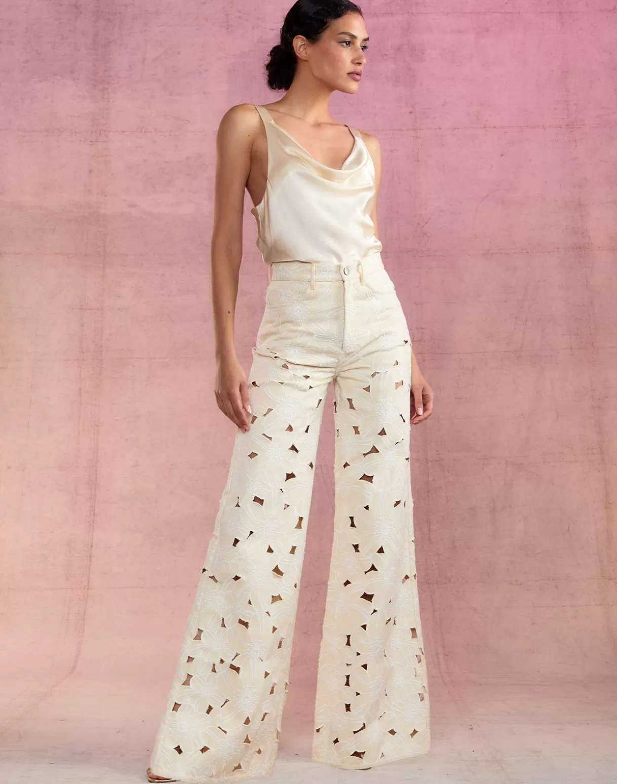 Bottoms-Cynthia Rowley Flora Cutout Jeans NATRL
