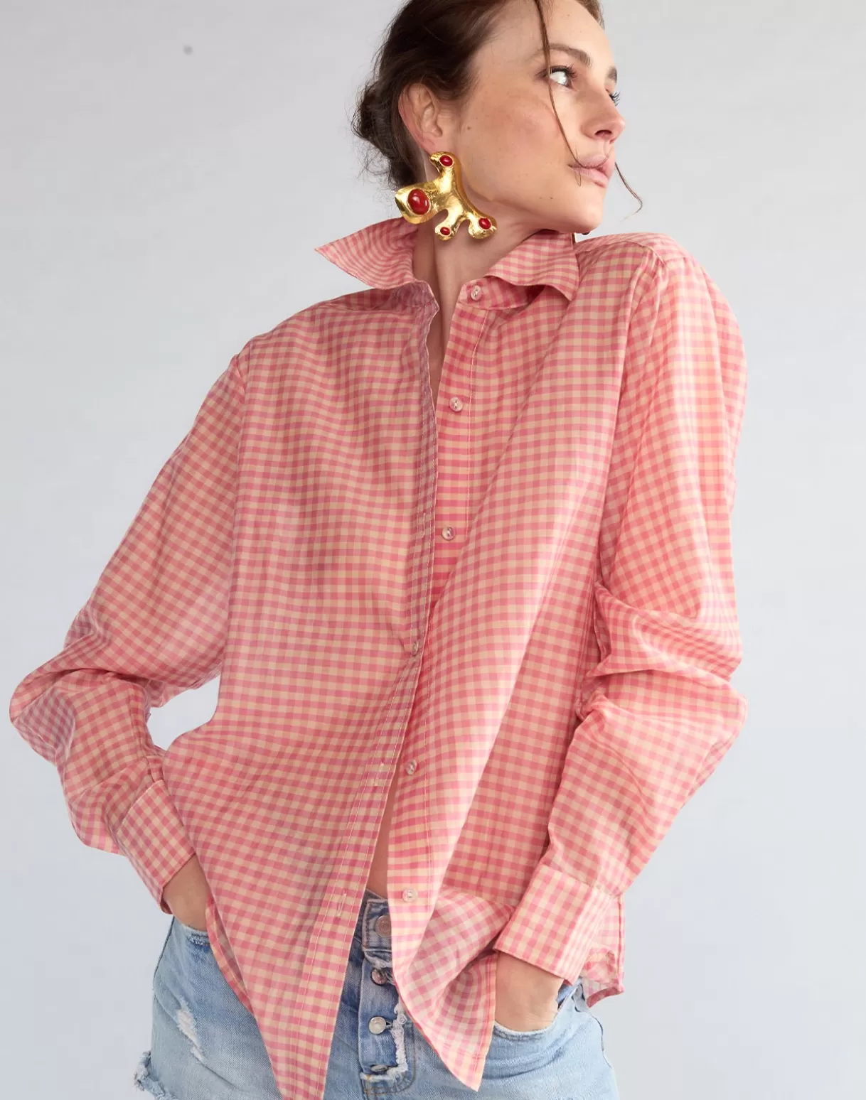 Tops-Cynthia Rowley Geneva Silk Cotton Shirt PNKGNH