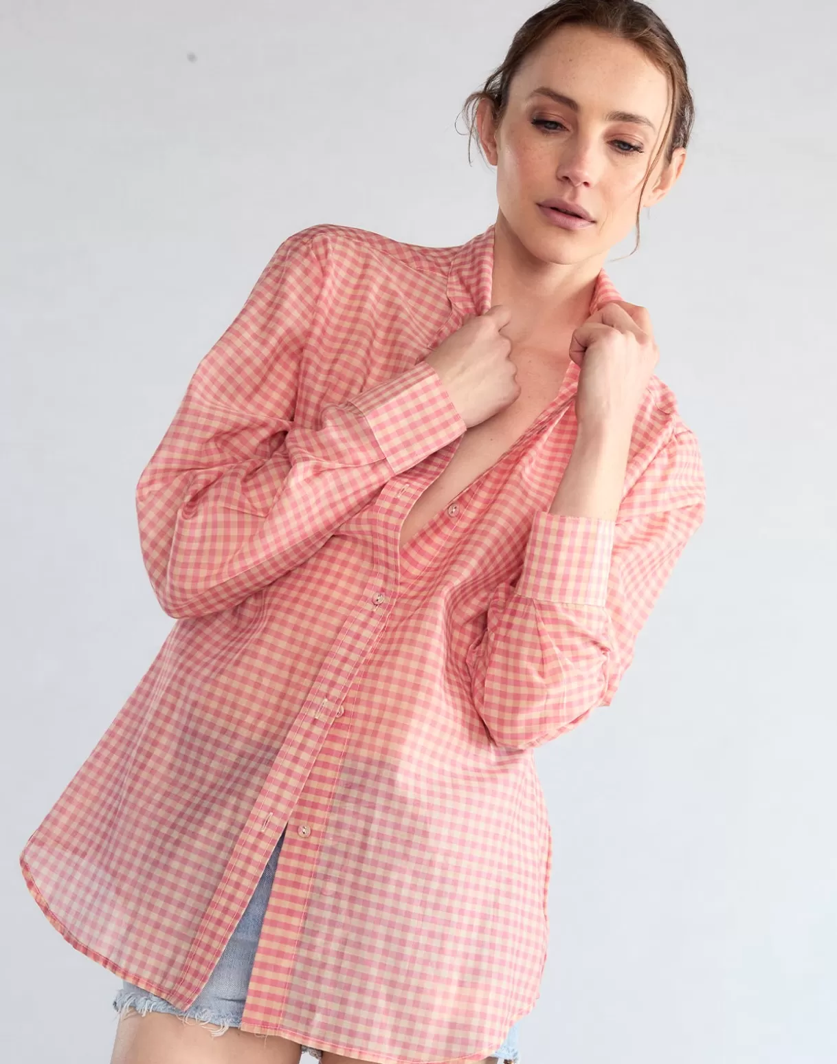 Tops-Cynthia Rowley Geneva Silk Cotton Shirt PNKGNH