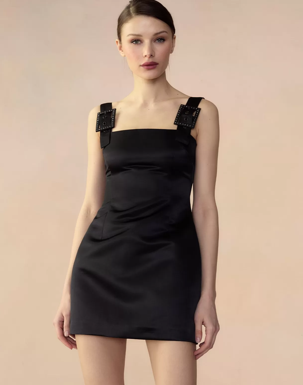 Dresses-Cynthia Rowley Gigi Satin Dress BLACK