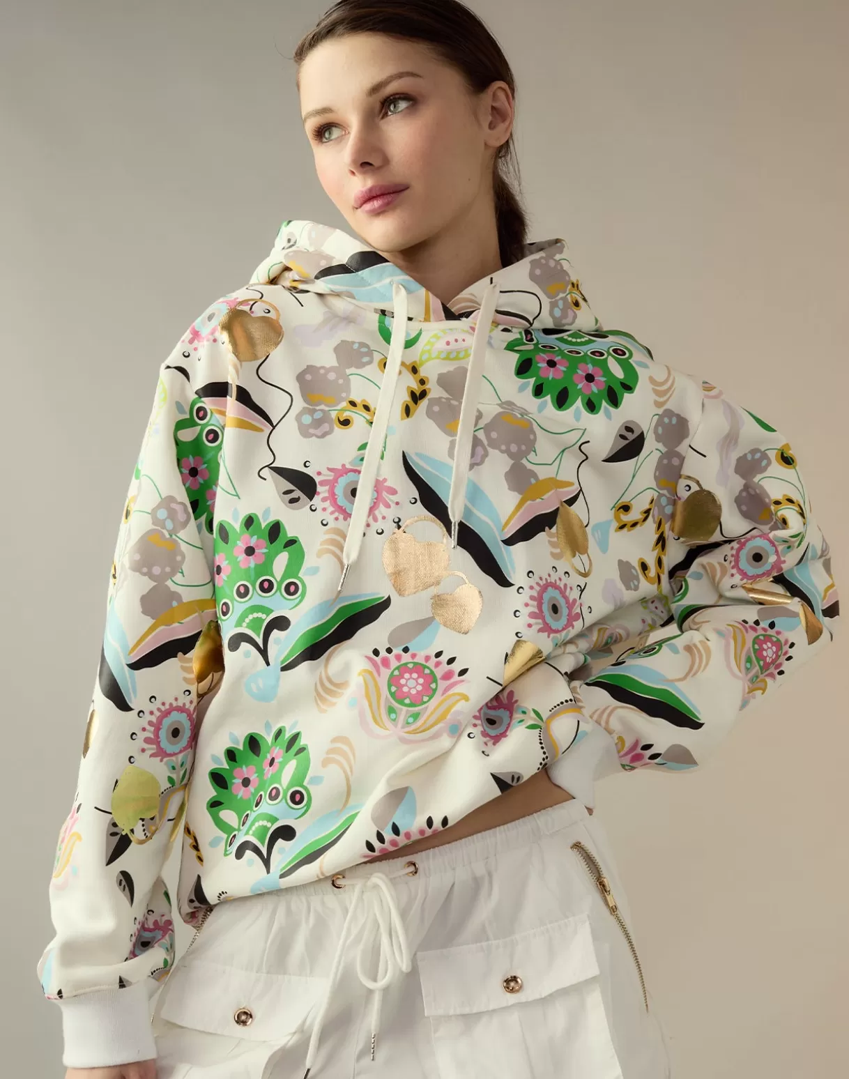 Tops-Cynthia Rowley Gilded Garden Sweatshirt WHTML