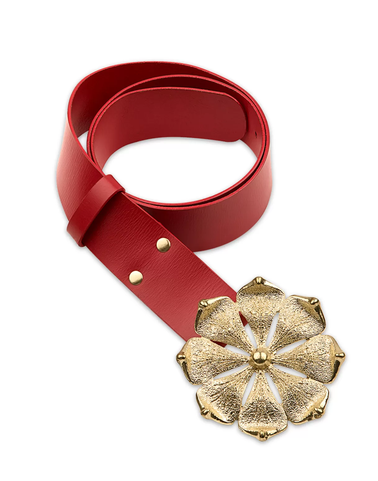 Accessories | Accessories-Cynthia Rowley Gold Flower Buckle Belt Red