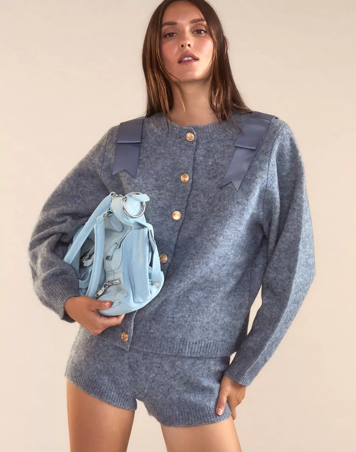 Tops-Cynthia Rowley Ivy Wool Cardigan Denim