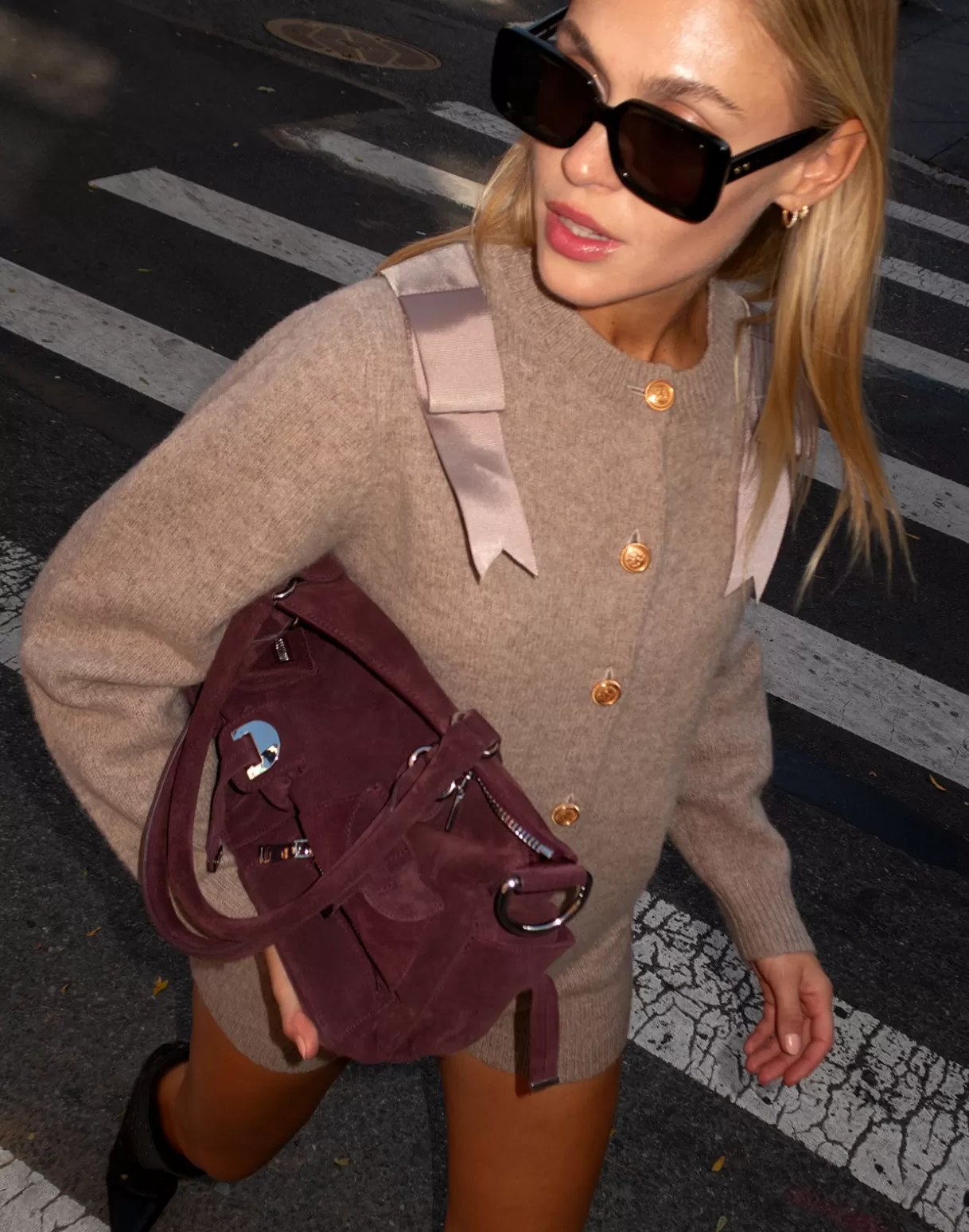 Tops-Cynthia Rowley Ivy Wool Cardigan CAMEL