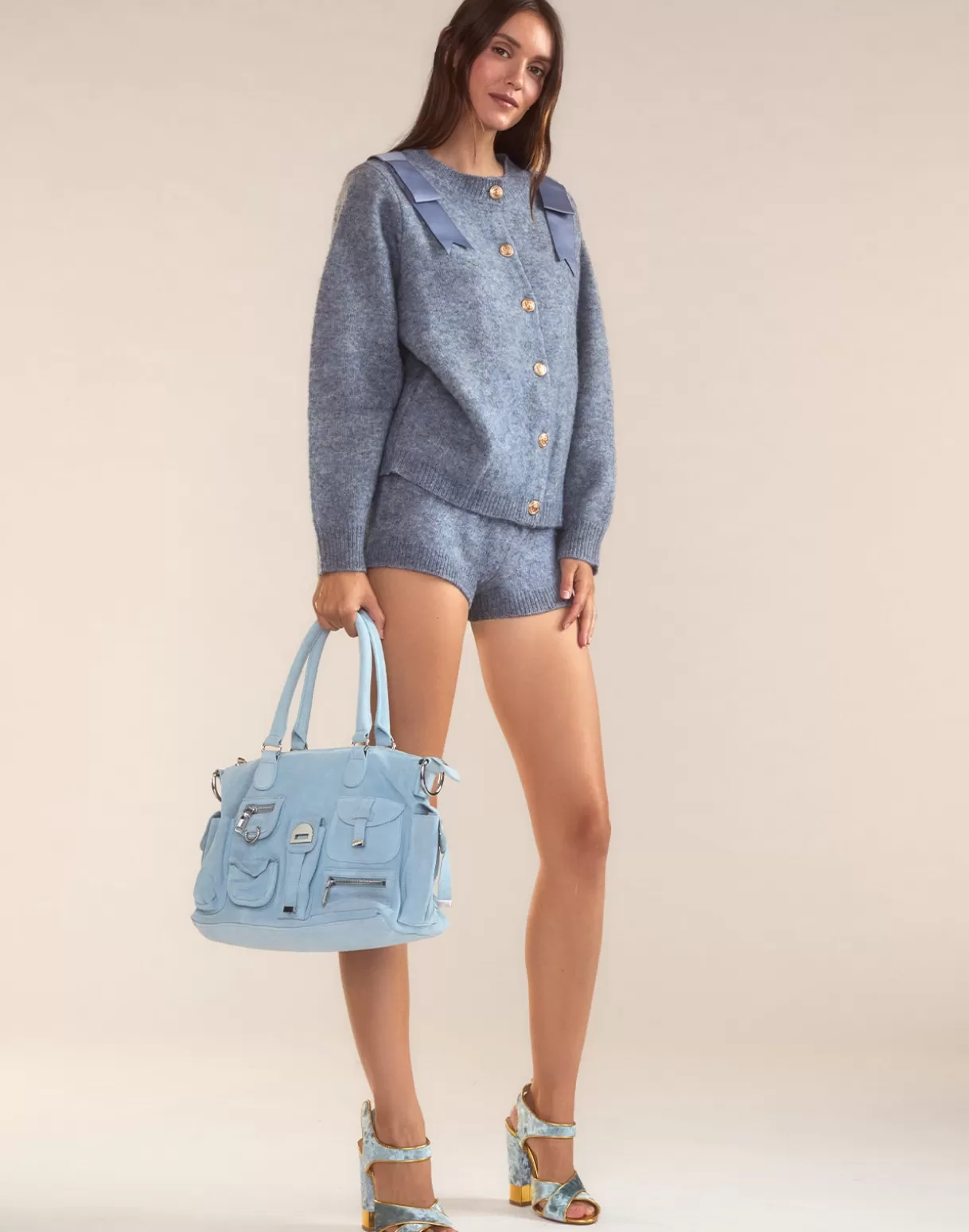 Tops-Cynthia Rowley Ivy Wool Cardigan Denim