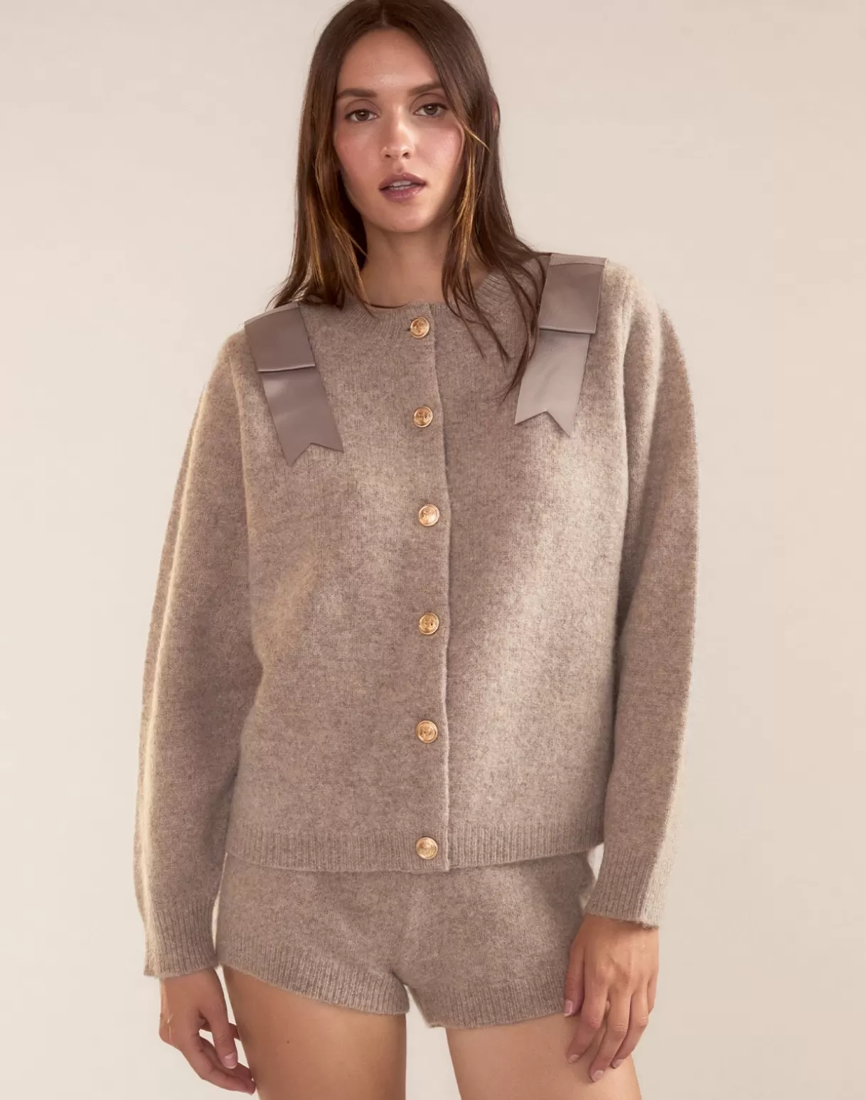 Tops-Cynthia Rowley Ivy Wool Cardigan CAMEL
