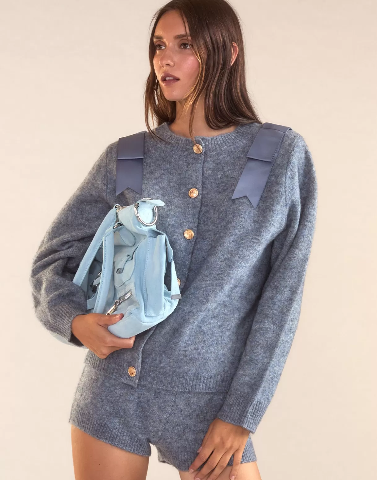 Bottoms-Cynthia Rowley Ivy Wool Knit Short Denim