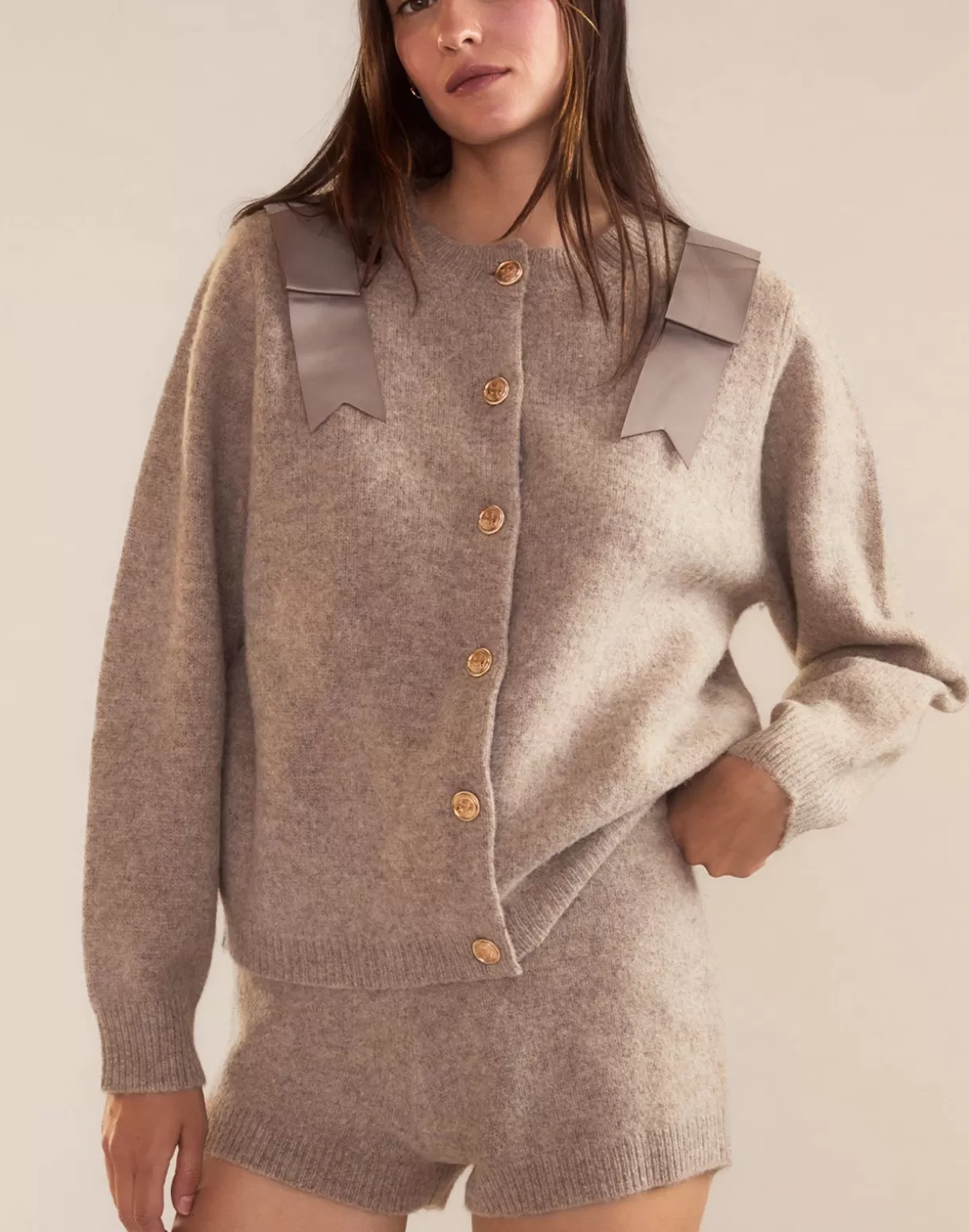 Bottoms-Cynthia Rowley Ivy Wool Knit Short CAMEL