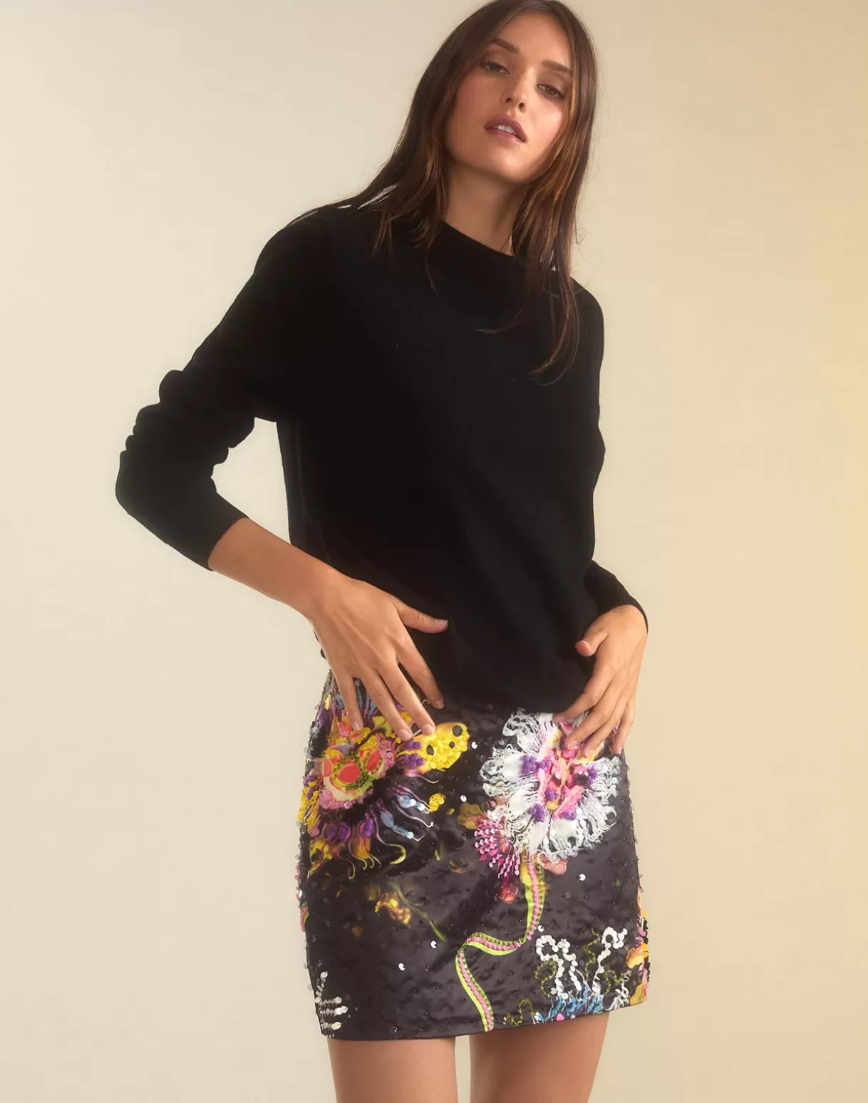 Bottoms-Cynthia Rowley Kaia Skirt BLKFL