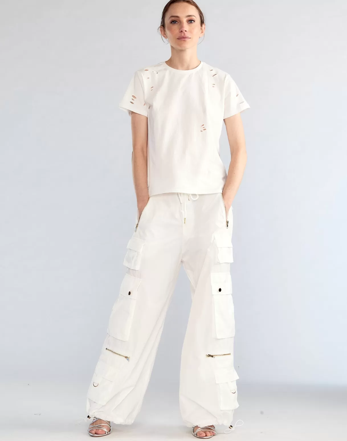 Bottoms-Cynthia Rowley Kim Cargo Pant White