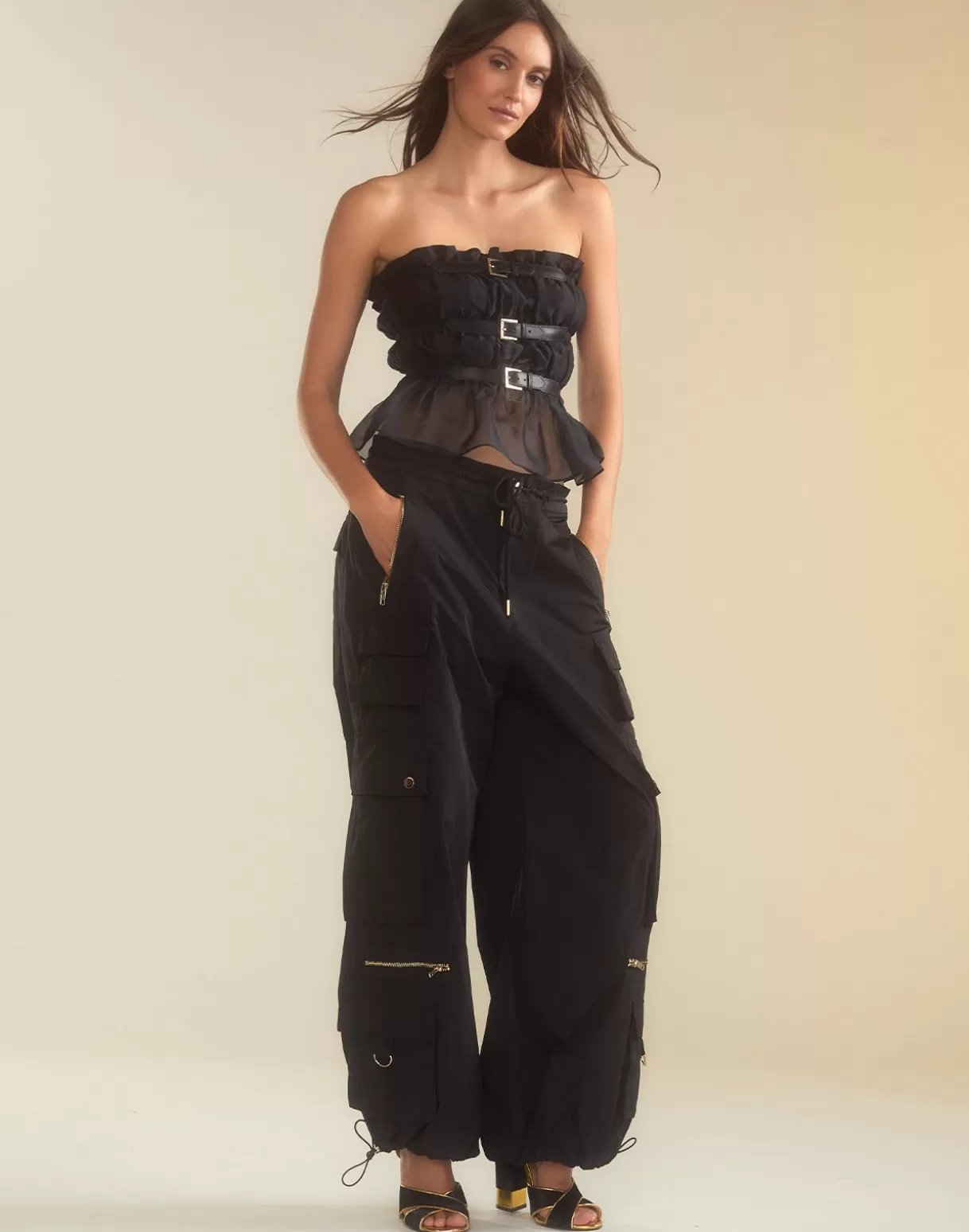 Bottoms-Cynthia Rowley Kim Cargo Pant BLACK