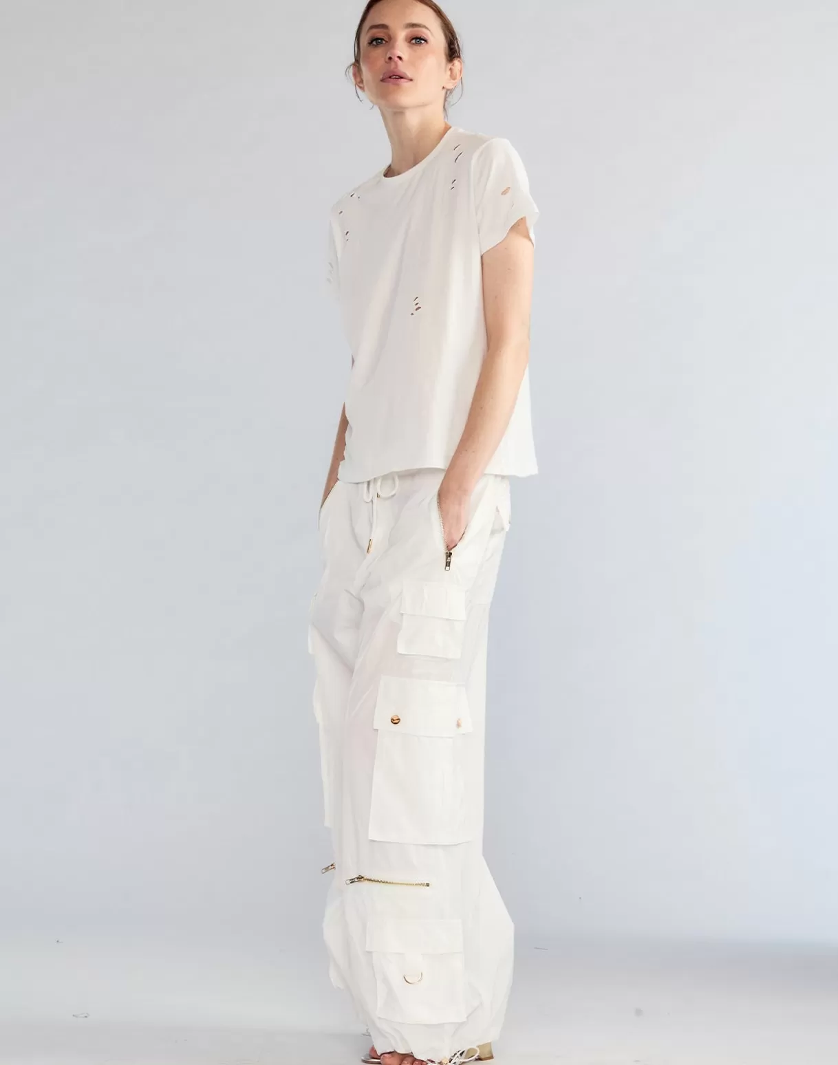 Bottoms-Cynthia Rowley Kim Cargo Pant White