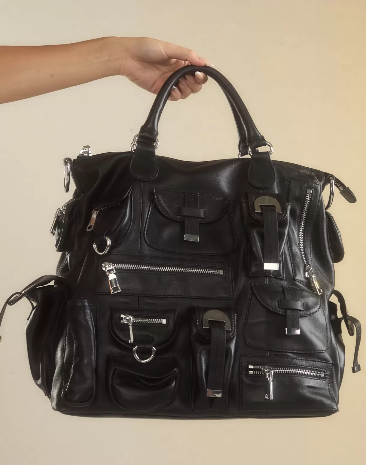 Accessories | Accessories-Cynthia Rowley Leather Cargo Pocket Bag BLACK