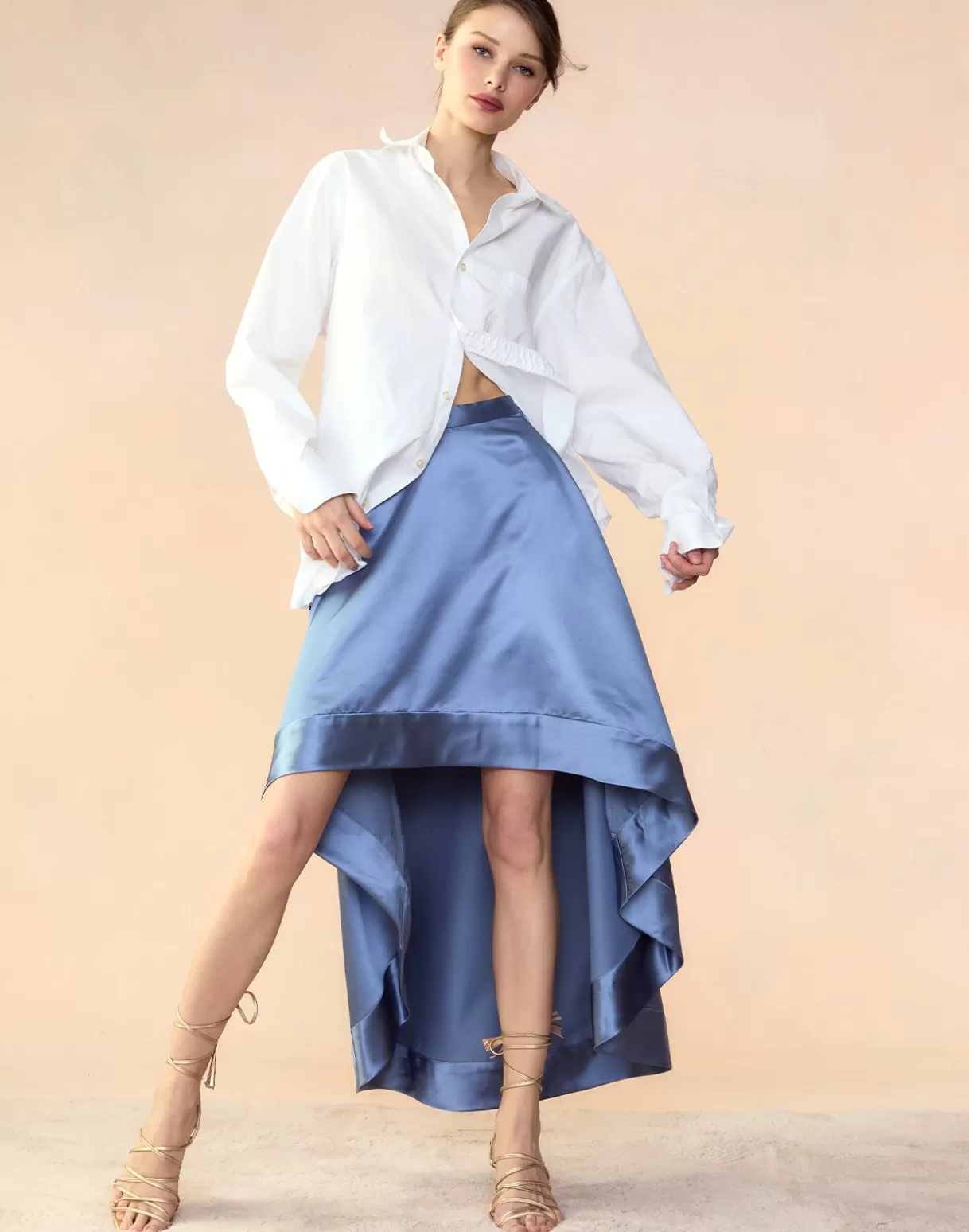 Bottoms-Cynthia Rowley Livia Satin Skirt GRAY