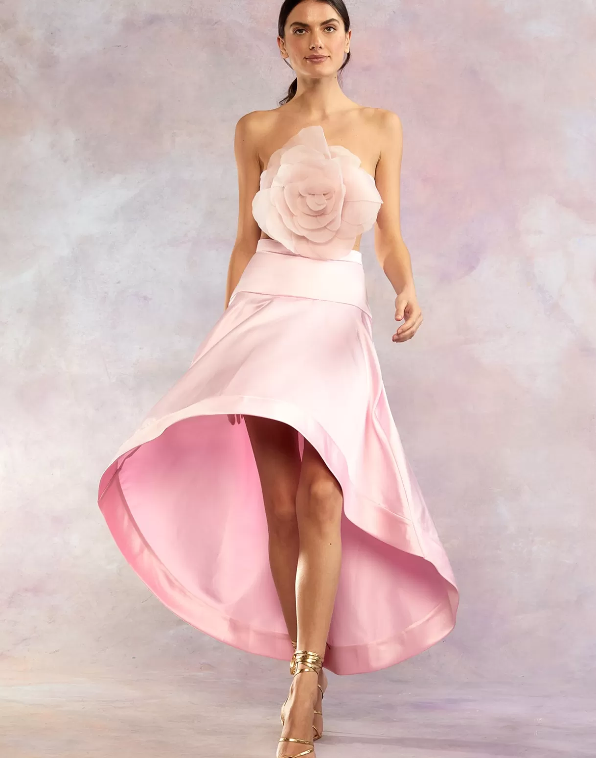Bottoms-Cynthia Rowley Livia Satin Skirt PINK