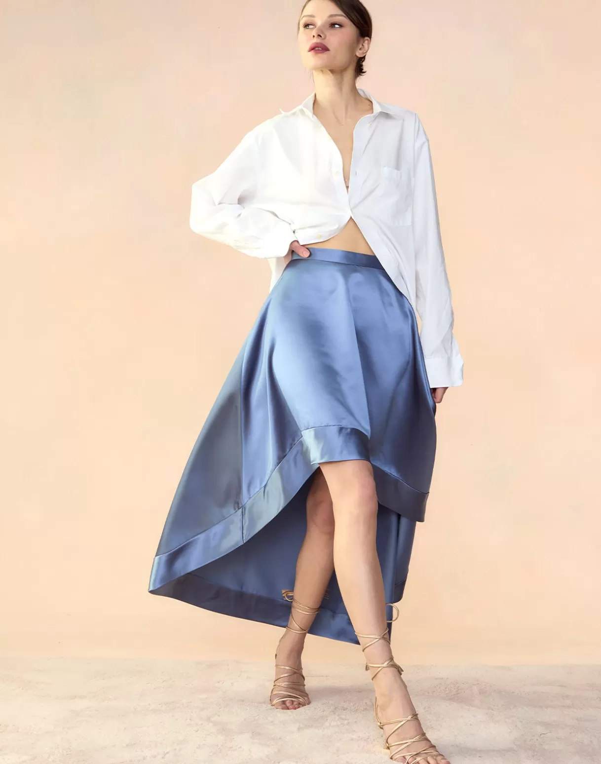 Bottoms-Cynthia Rowley Livia Satin Skirt GRAY