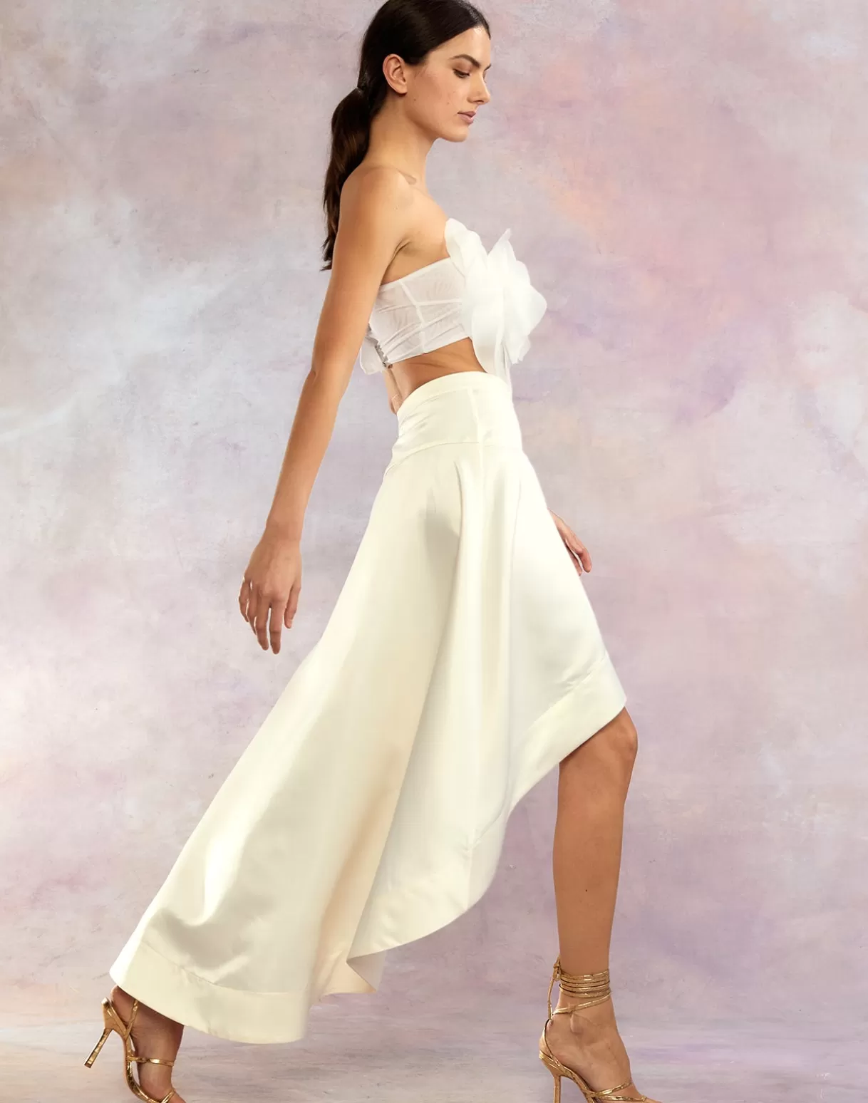 Bottoms-Cynthia Rowley Livia Satin Skirt White