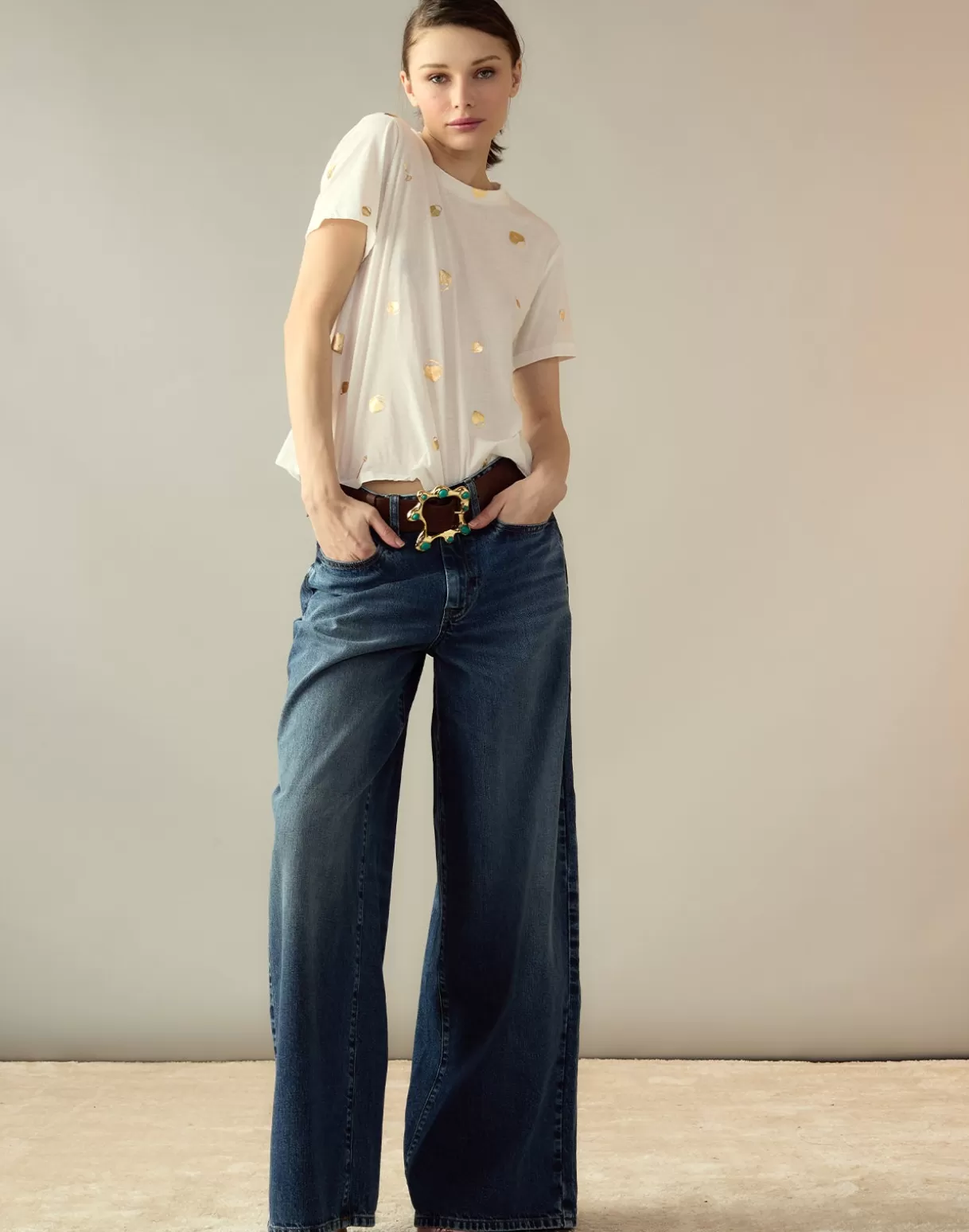 Tops-Cynthia Rowley Lock & Key Metallic Tee White