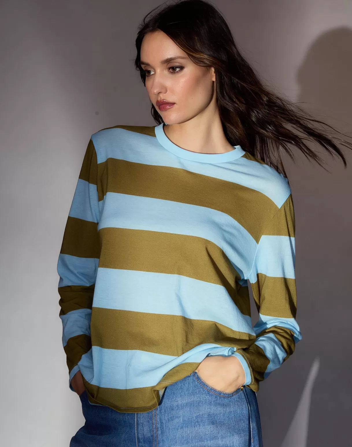 Tops-Cynthia Rowley Long Sleeve Everyday Tee BLUGR