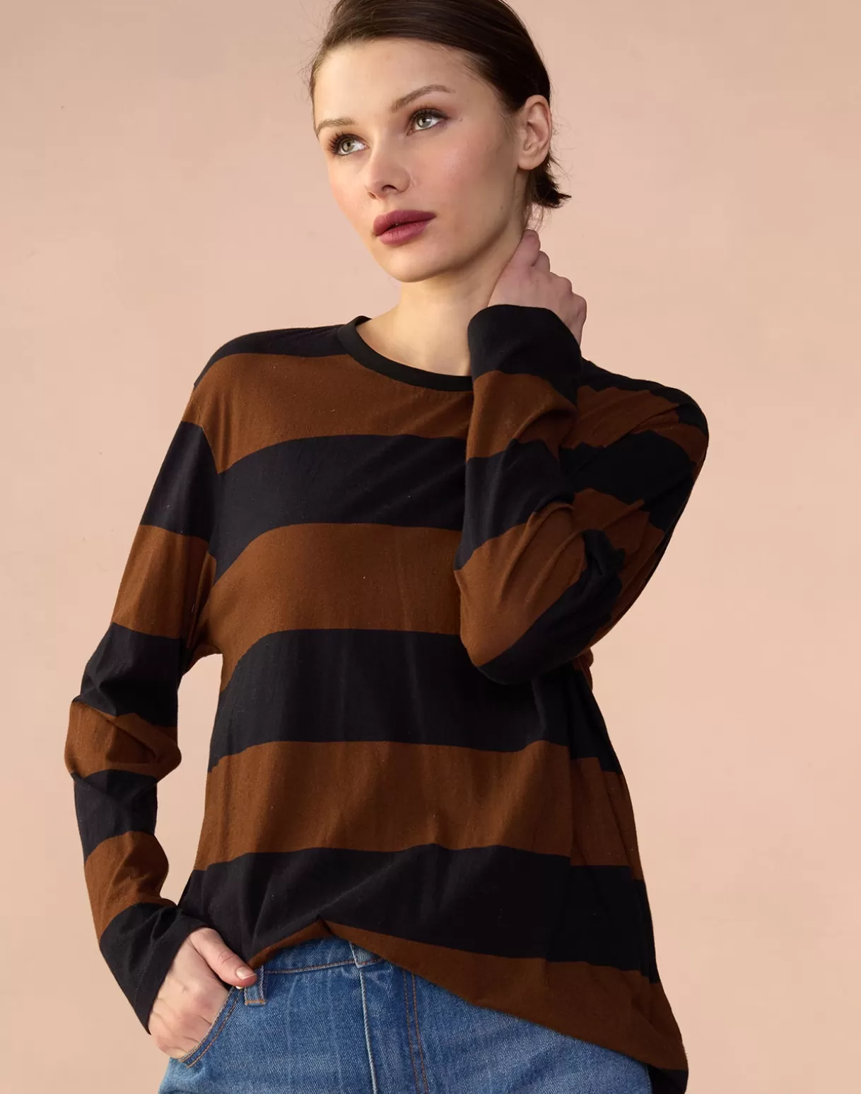Tops-Cynthia Rowley Long Sleeve Everyday Tee BLKBR