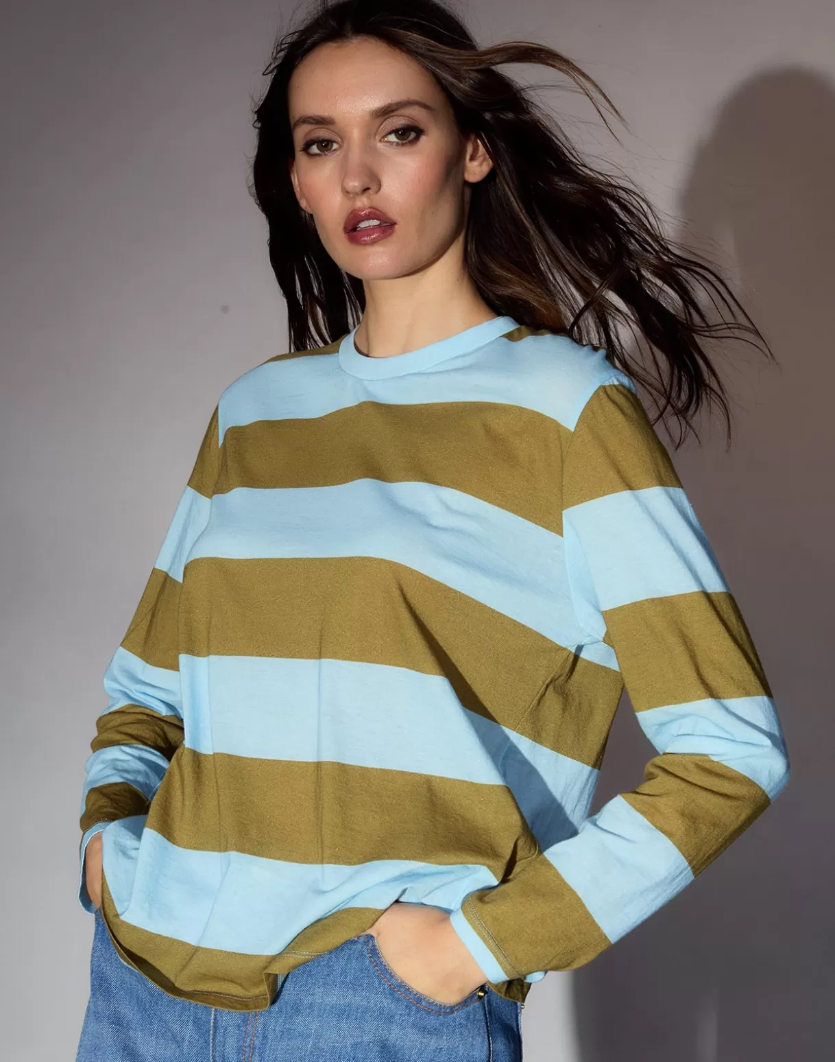 Tops-Cynthia Rowley Long Sleeve Everyday Tee BLUGR