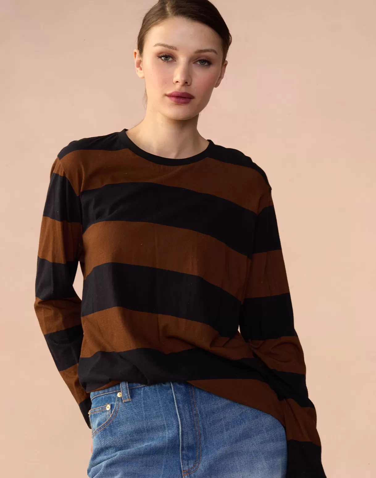 Tops-Cynthia Rowley Long Sleeve Everyday Tee BLKBR