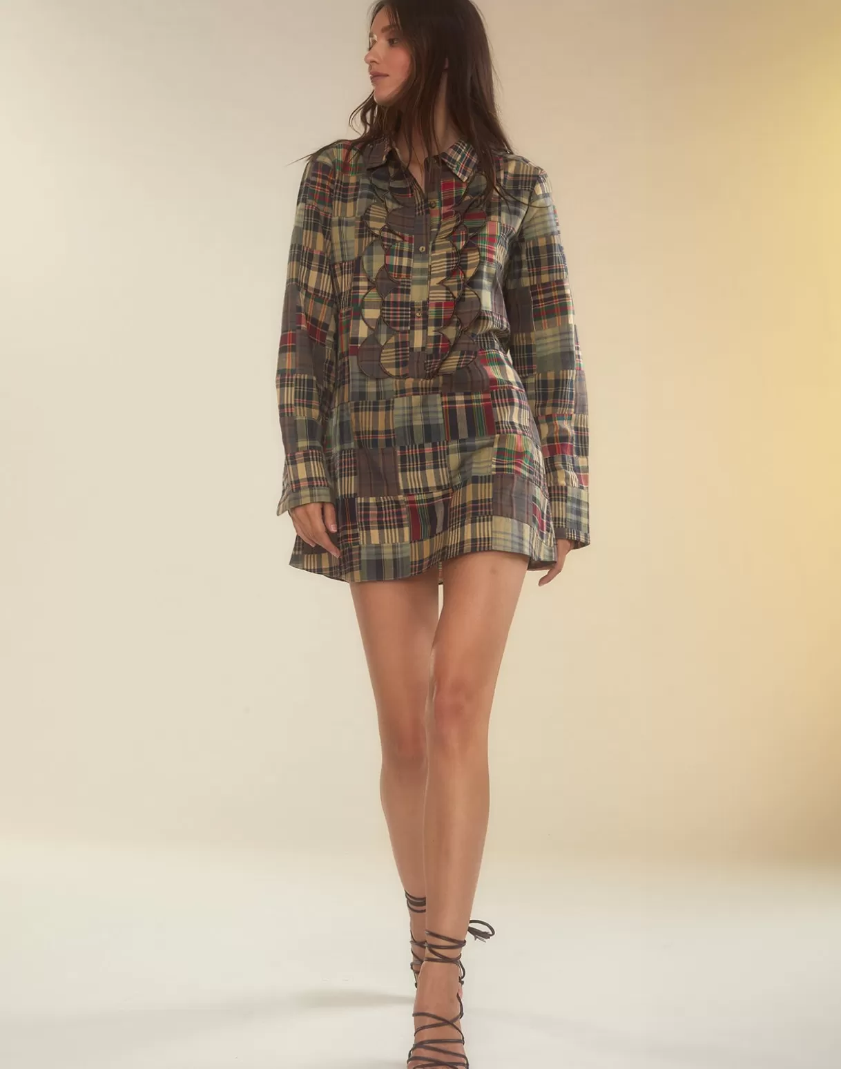 Dresses-Cynthia Rowley Madrid Madras Tuxedo Dress PLAID