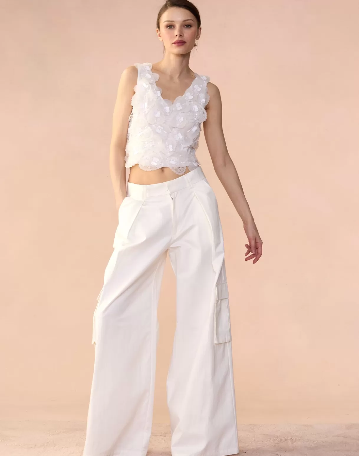 Bottoms-Cynthia Rowley Marbella Cotton Cargo Pant White