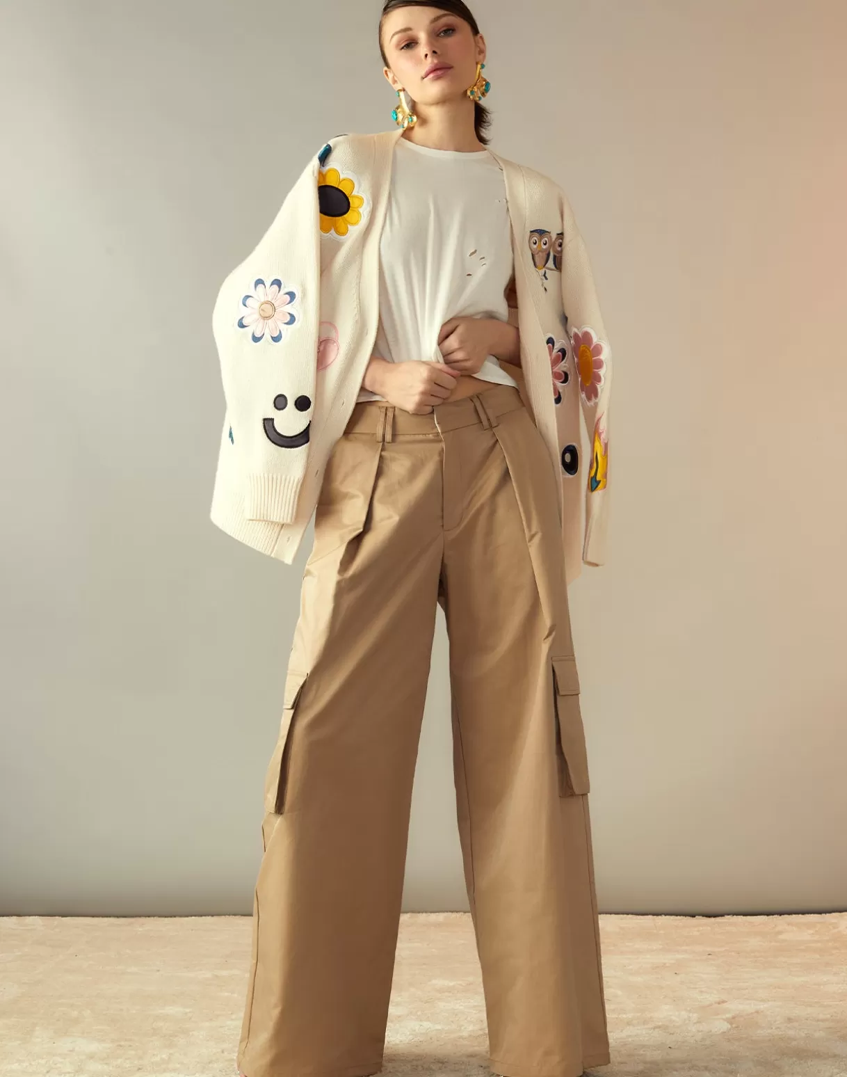 Bottoms-Cynthia Rowley Marbella Cotton Cargo Pant KHAKI