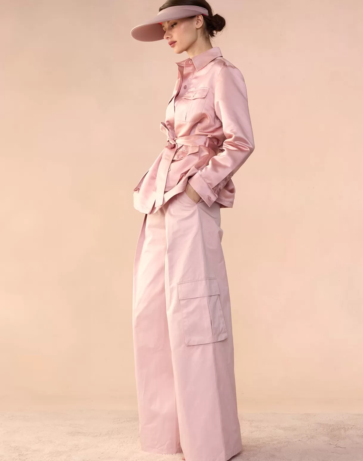 Bottoms-Cynthia Rowley Marbella Cotton Cargo Pant PINK