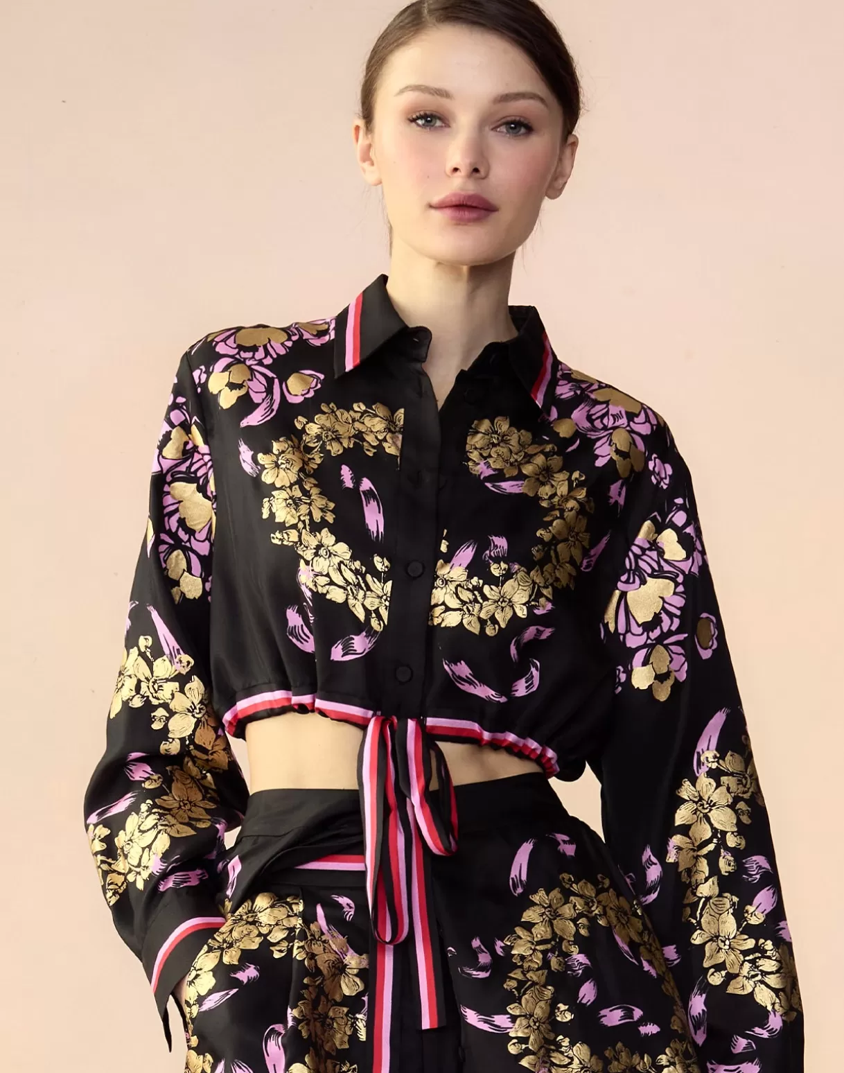 Tops-Cynthia Rowley Marseille Shirt BLKGD