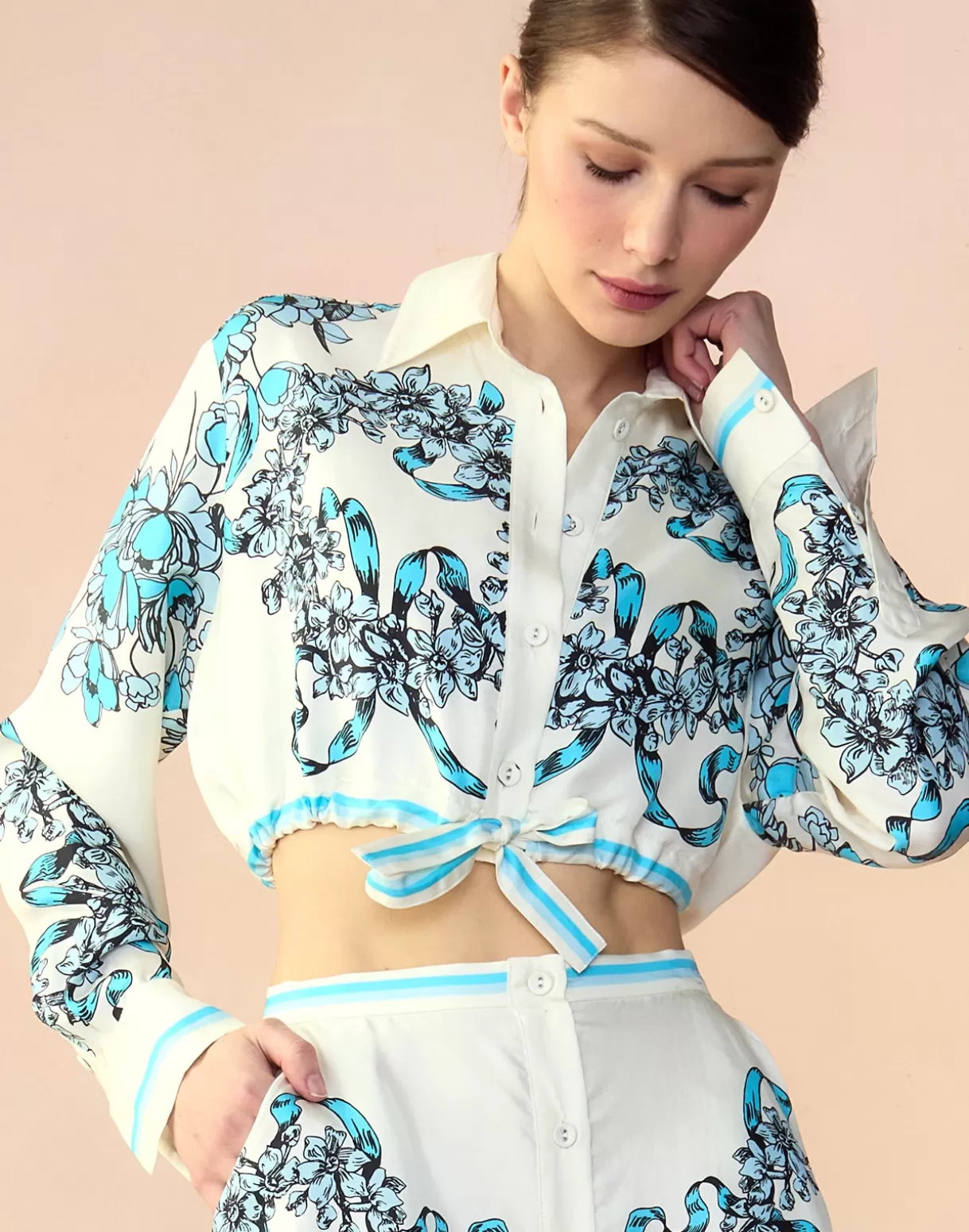 Tops-Cynthia Rowley Marseille Shirt WTBLU