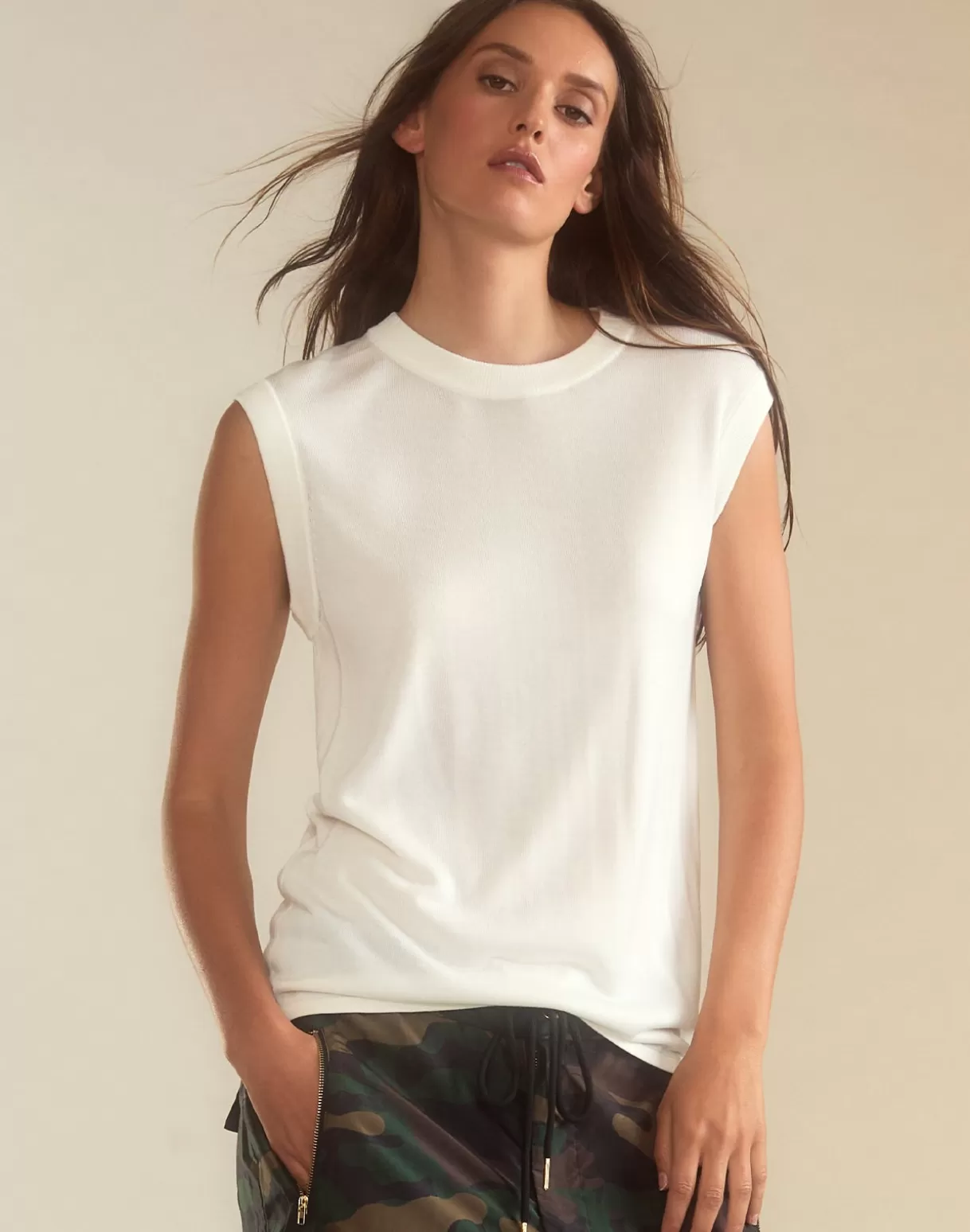 Tops-Cynthia Rowley Mica Sleeveless Knit Top White