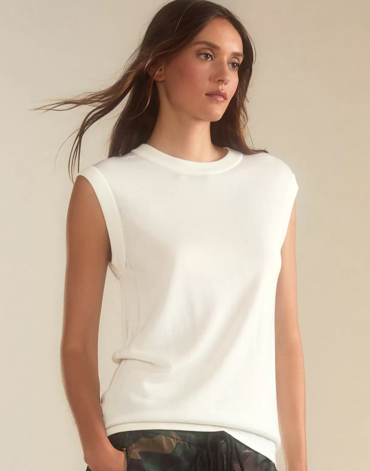 Tops-Cynthia Rowley Mica Sleeveless Knit Top White