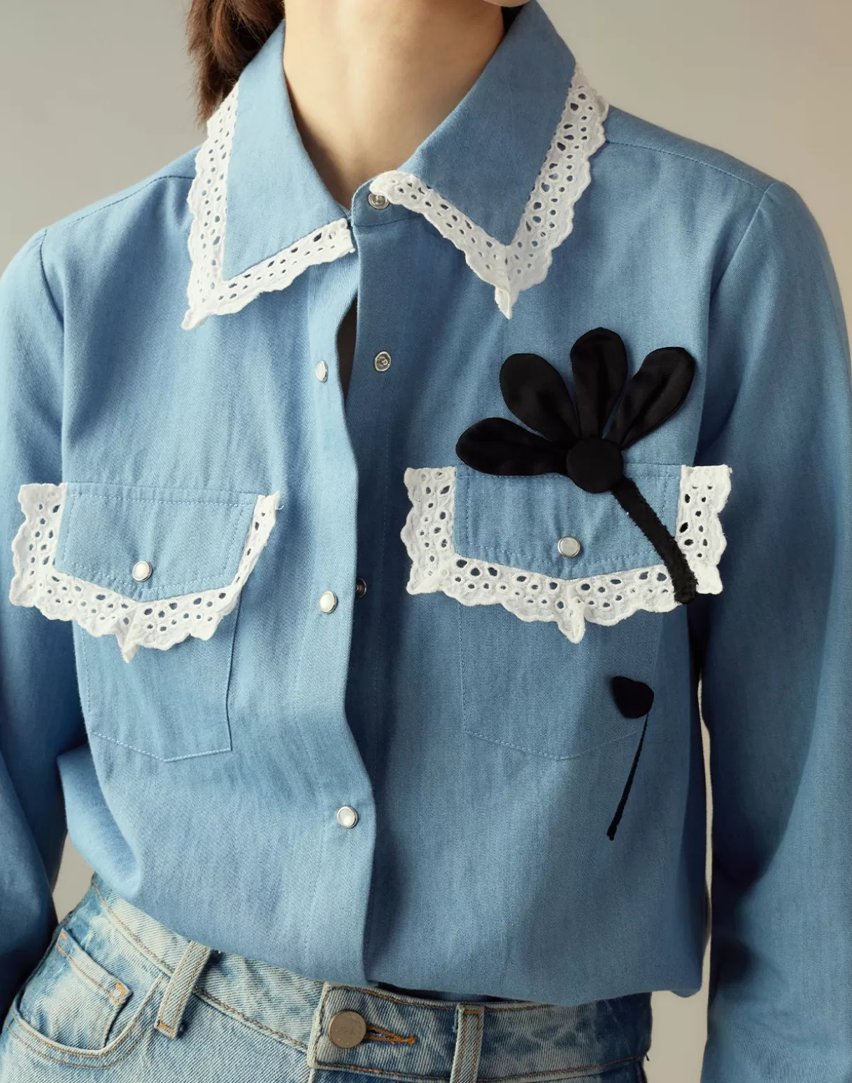 Tops-Cynthia Rowley Not My First Rodeo Shirt BLUCHM