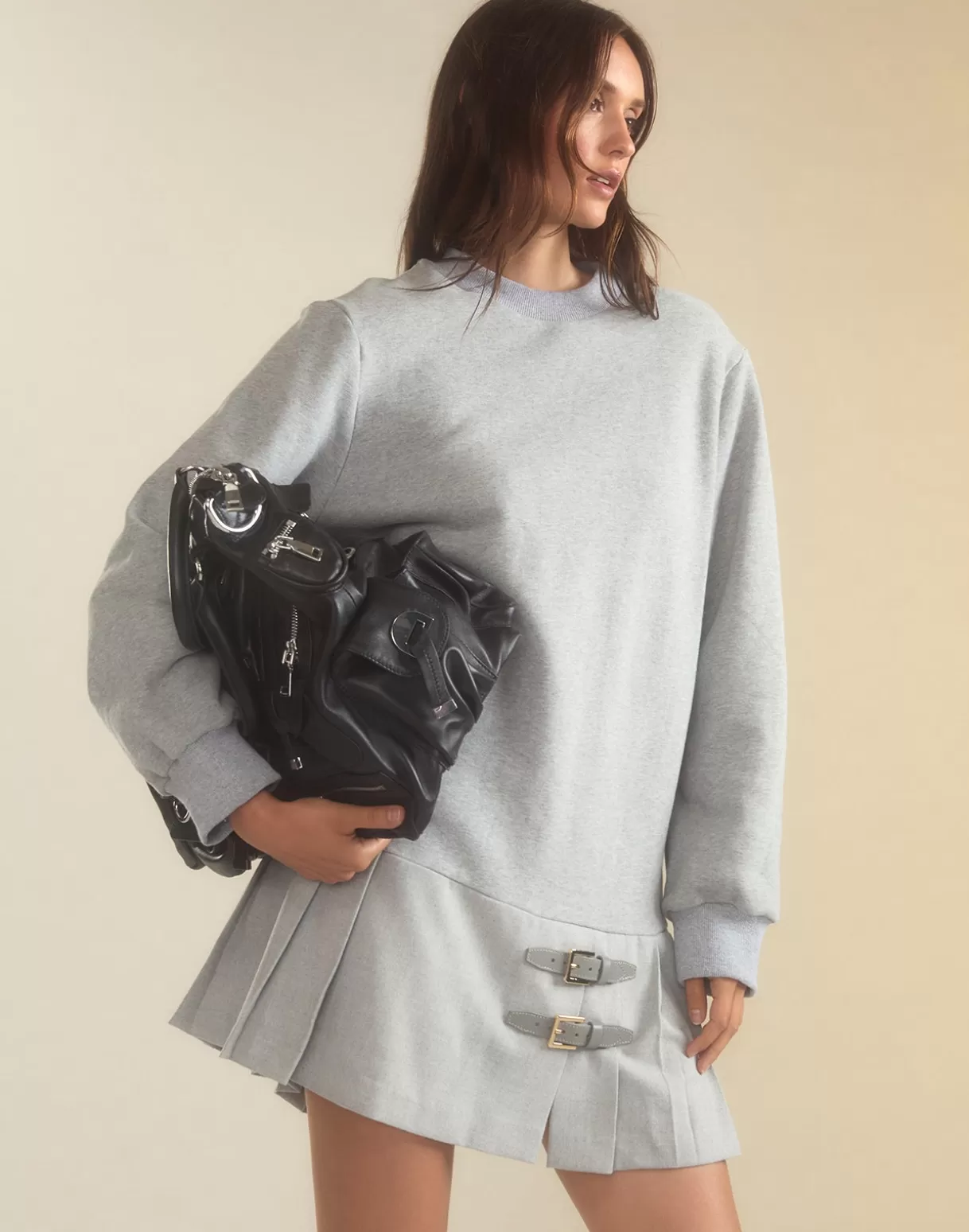Dresses-Cynthia Rowley Preston Kilt Sweatshirt Dress HGREY