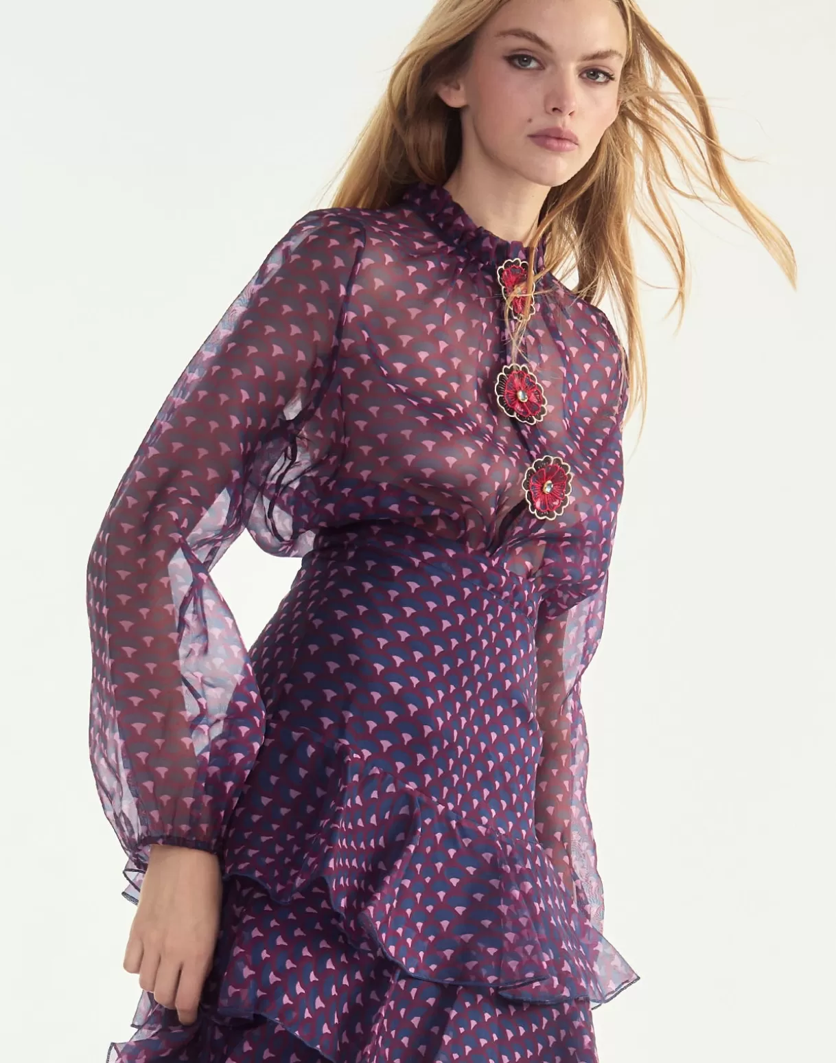 Tops-Cynthia Rowley Prim Silk Organza Blouse RDNVY