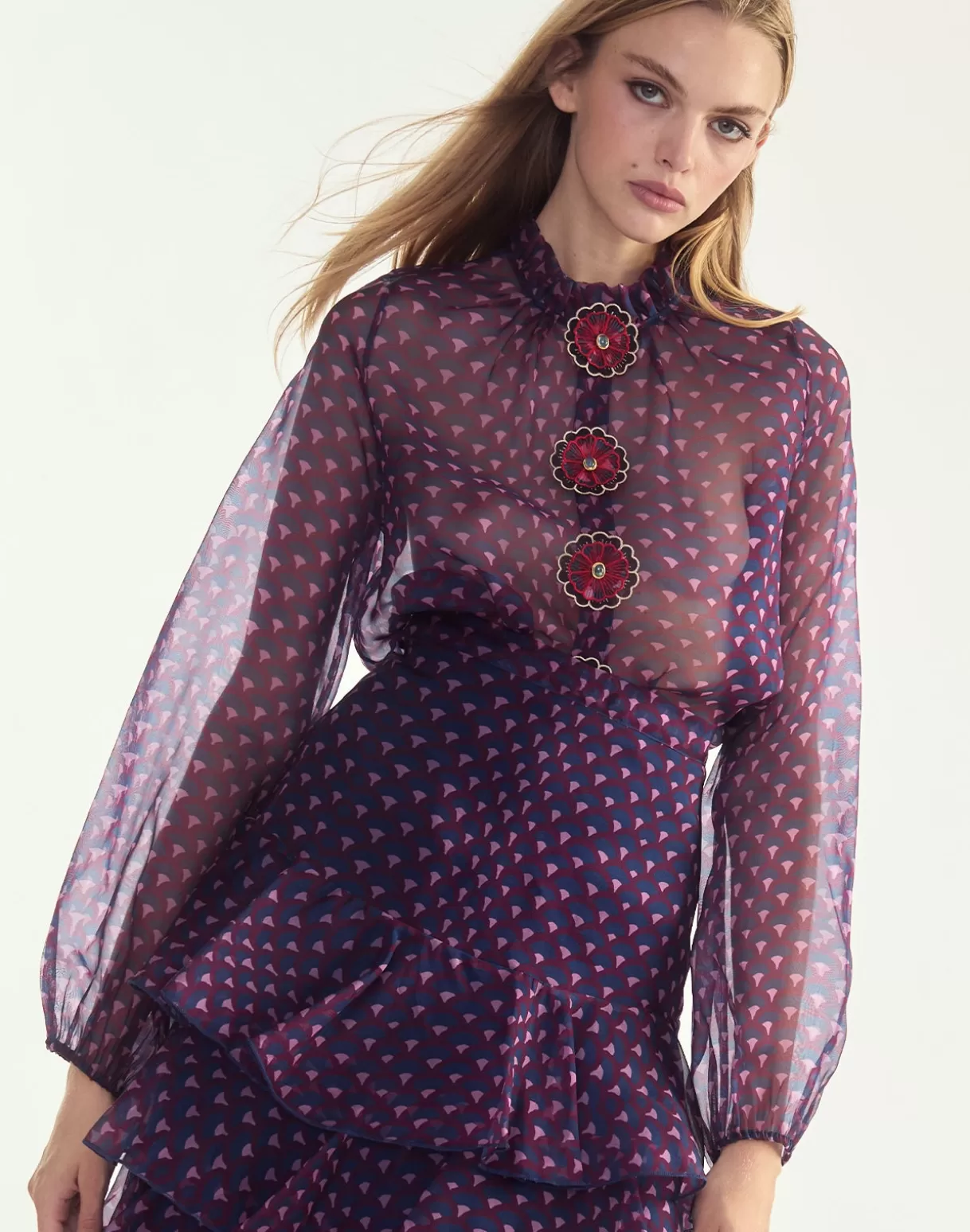 Tops-Cynthia Rowley Prim Silk Organza Blouse RDNVY