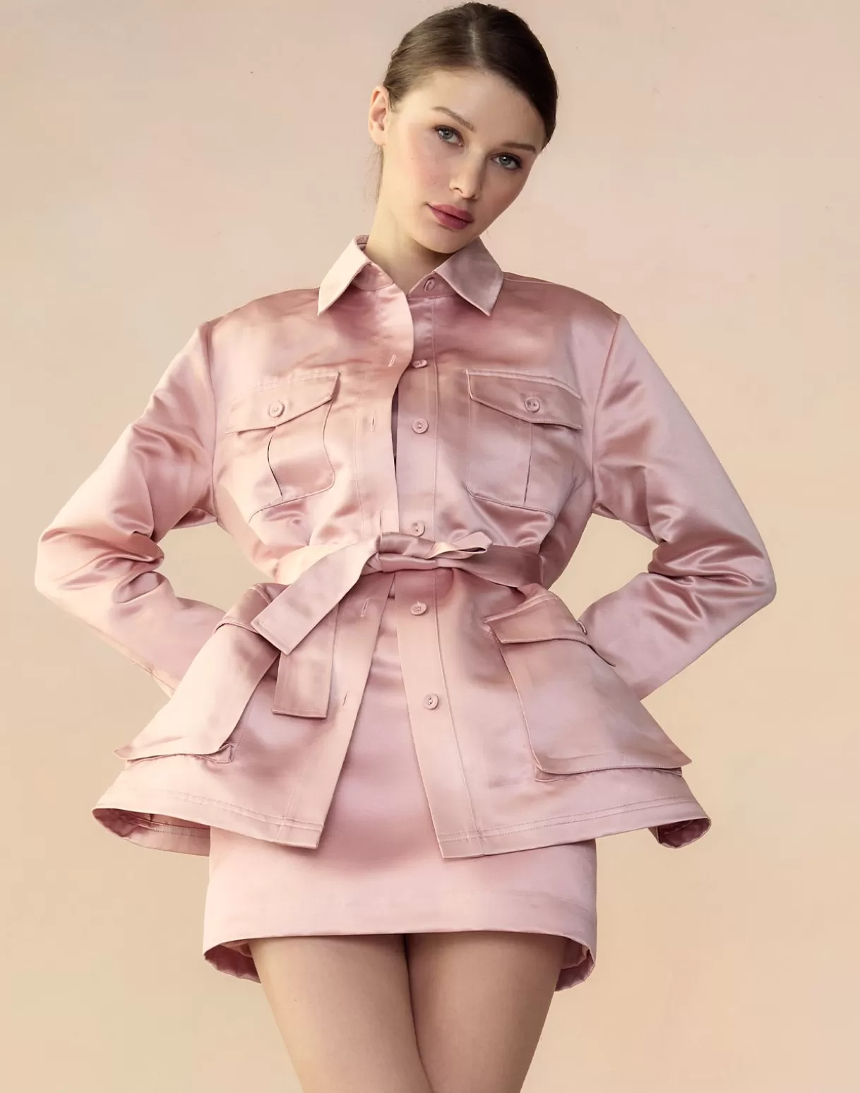 Tops | Jackets & Coats-Cynthia Rowley Satin Safari Jacket MAUVE