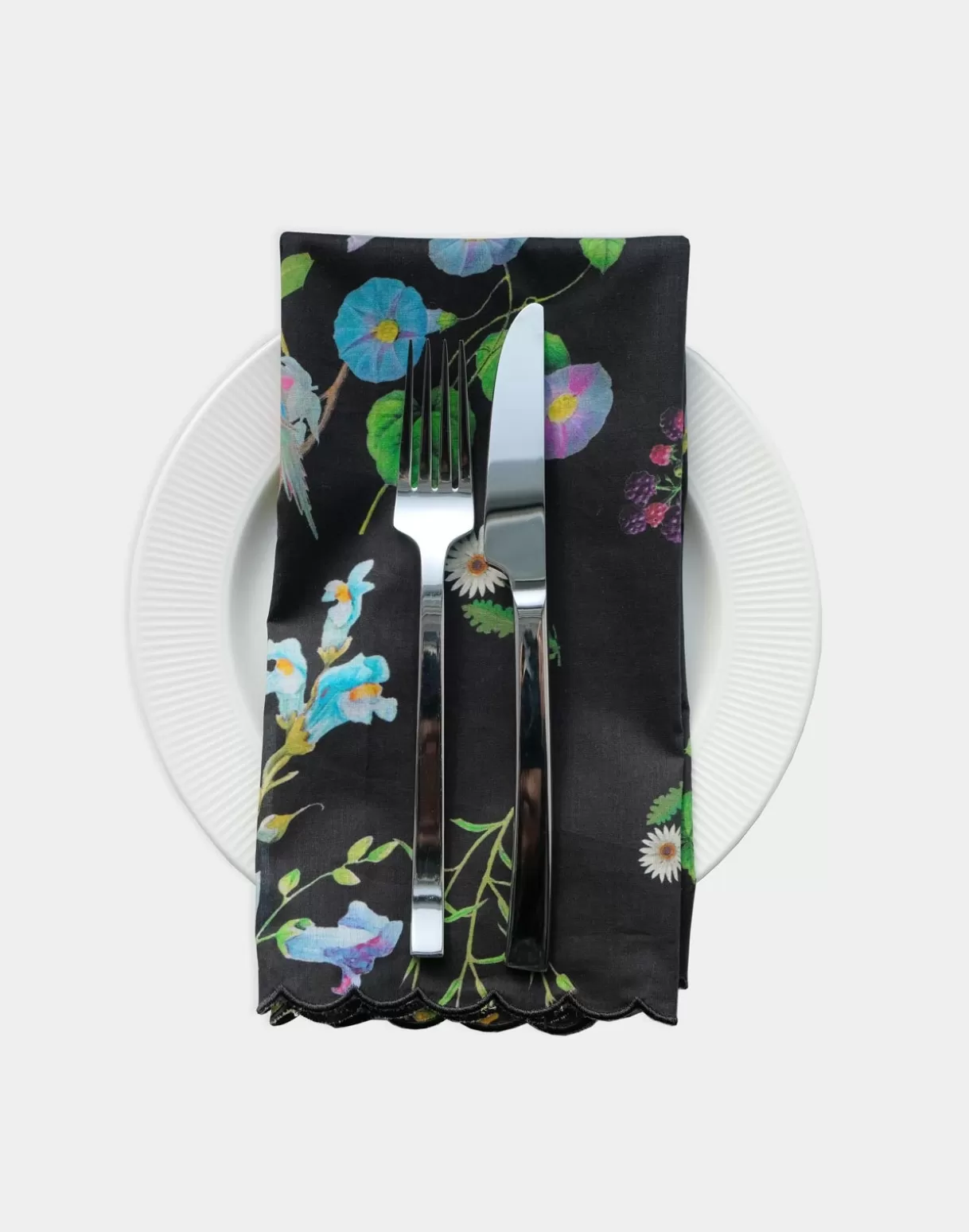 Home-Cynthia Rowley Scallop Embroidered Edge Dinner Napkin BLKFL