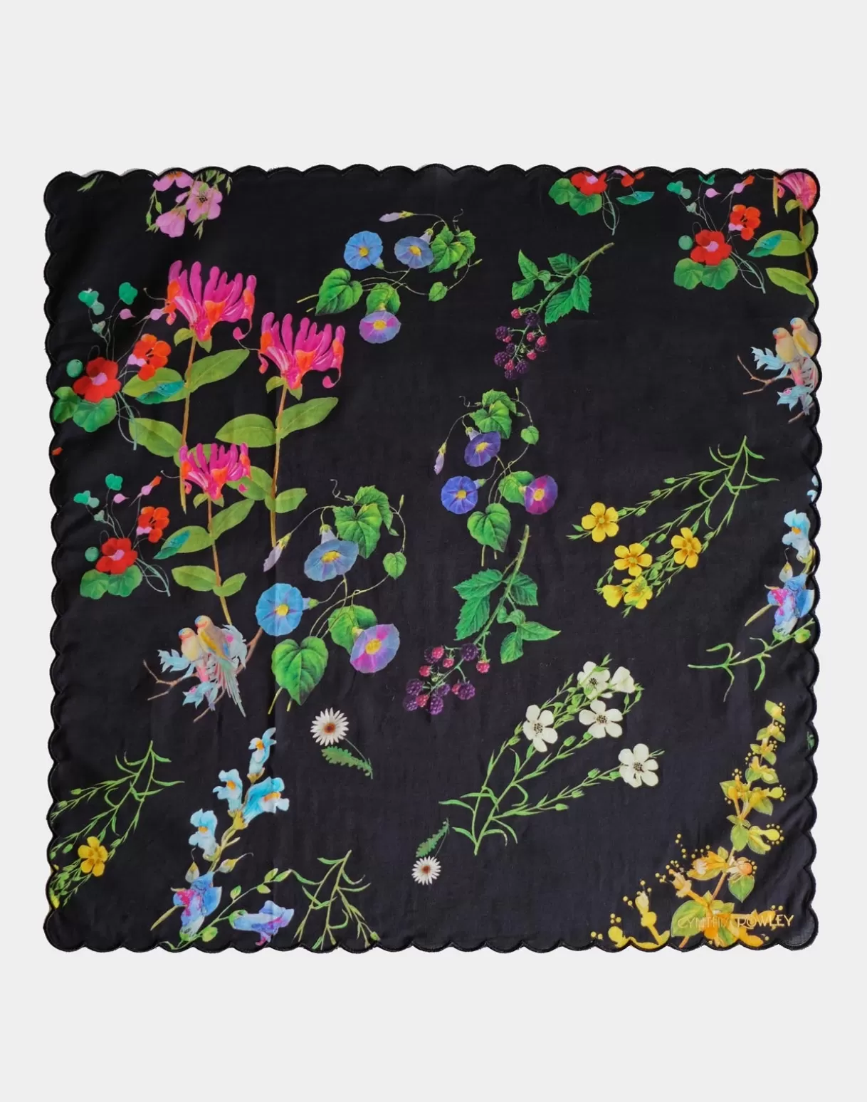 Home-Cynthia Rowley Scallop Embroidered Edge Dinner Napkin BLKFL