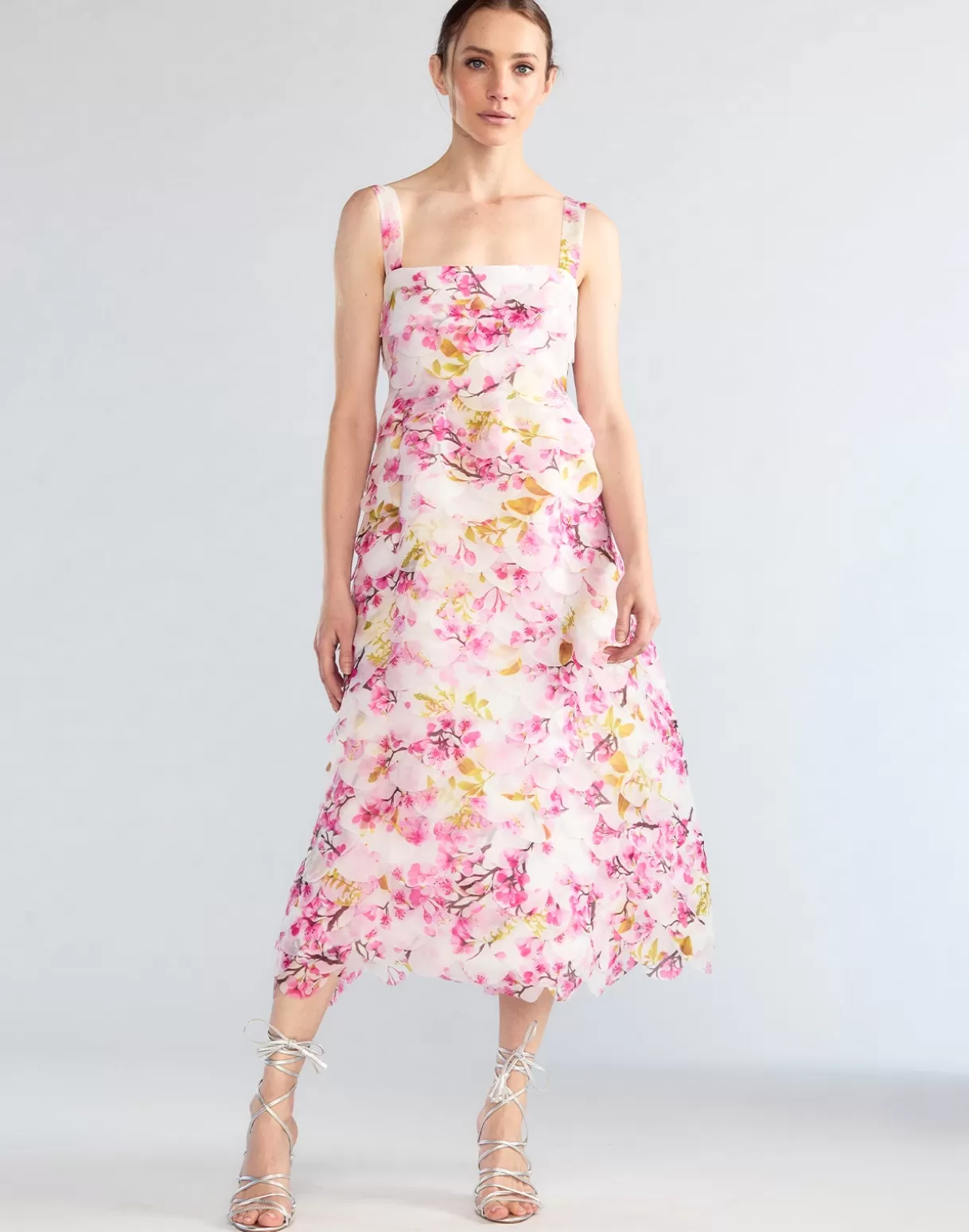 Dresses-Cynthia Rowley Scalloped Petal Midi Dress WHTMT