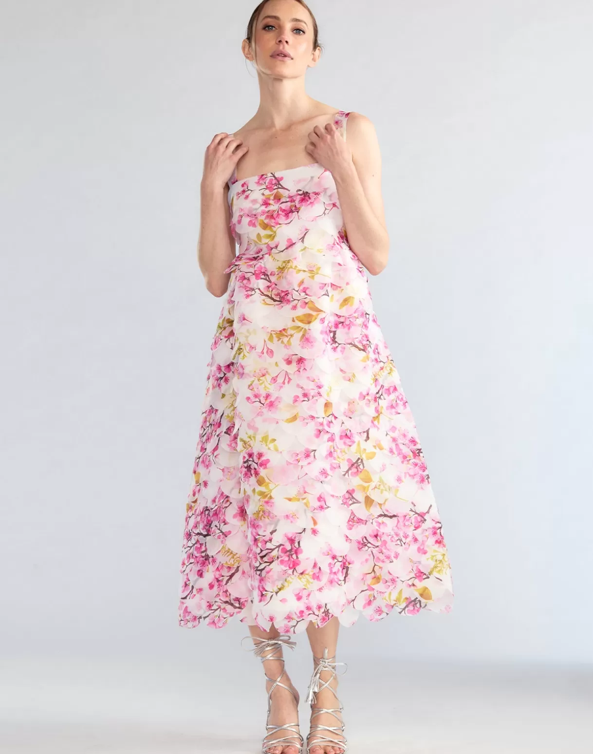 Dresses-Cynthia Rowley Scalloped Petal Midi Dress WHTMT